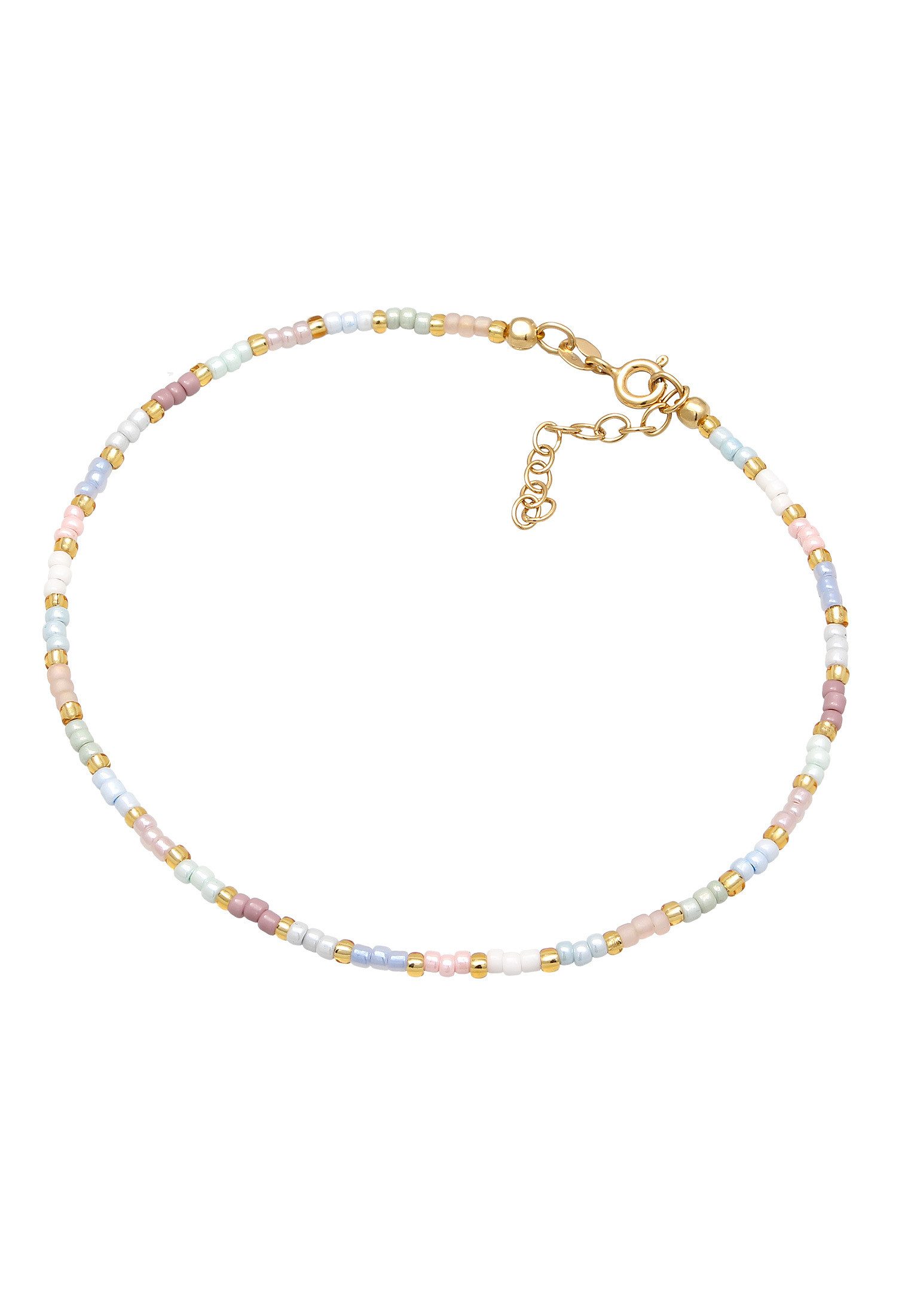 Elli Fußkette Glasperlen Pastell Sommeraccessoire 925 Sterling Silber günstig online kaufen