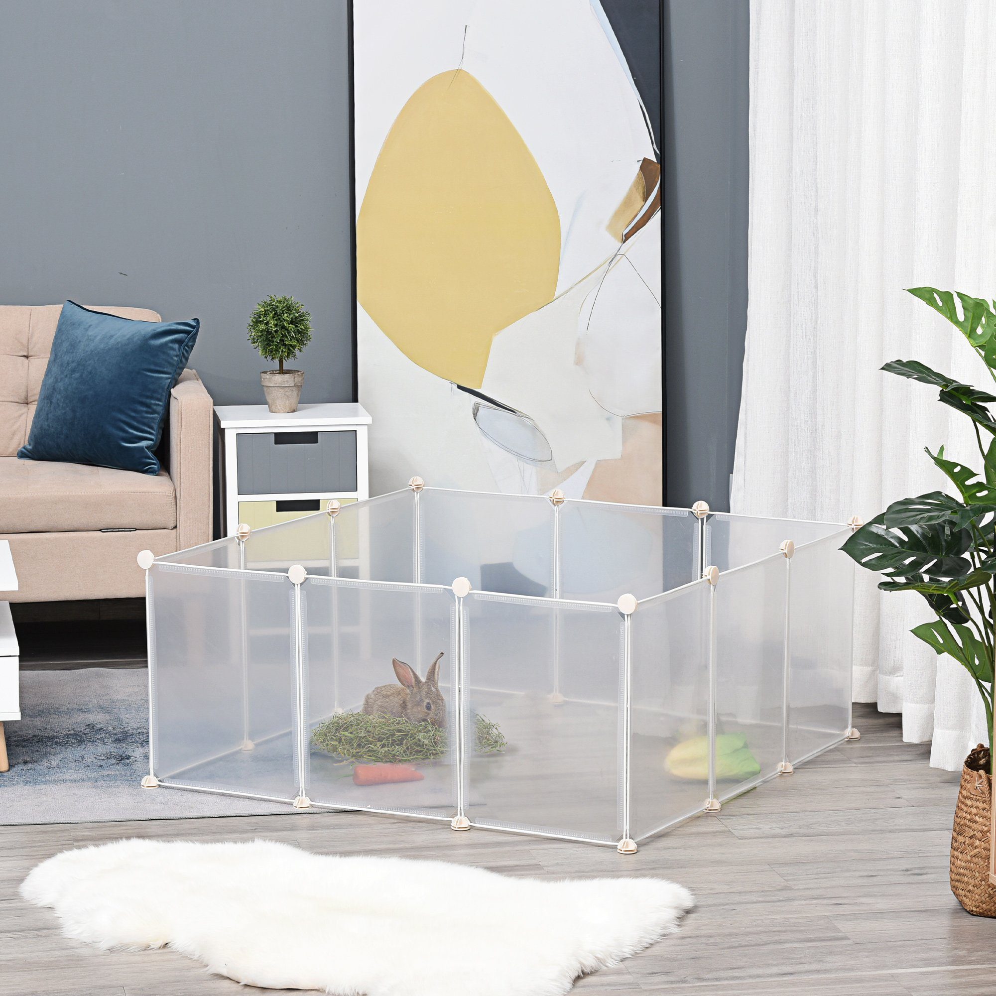 PawHut Kleintierkäfig Freilaufgehege Laufgitter DIY Gittergehege günstig online kaufen