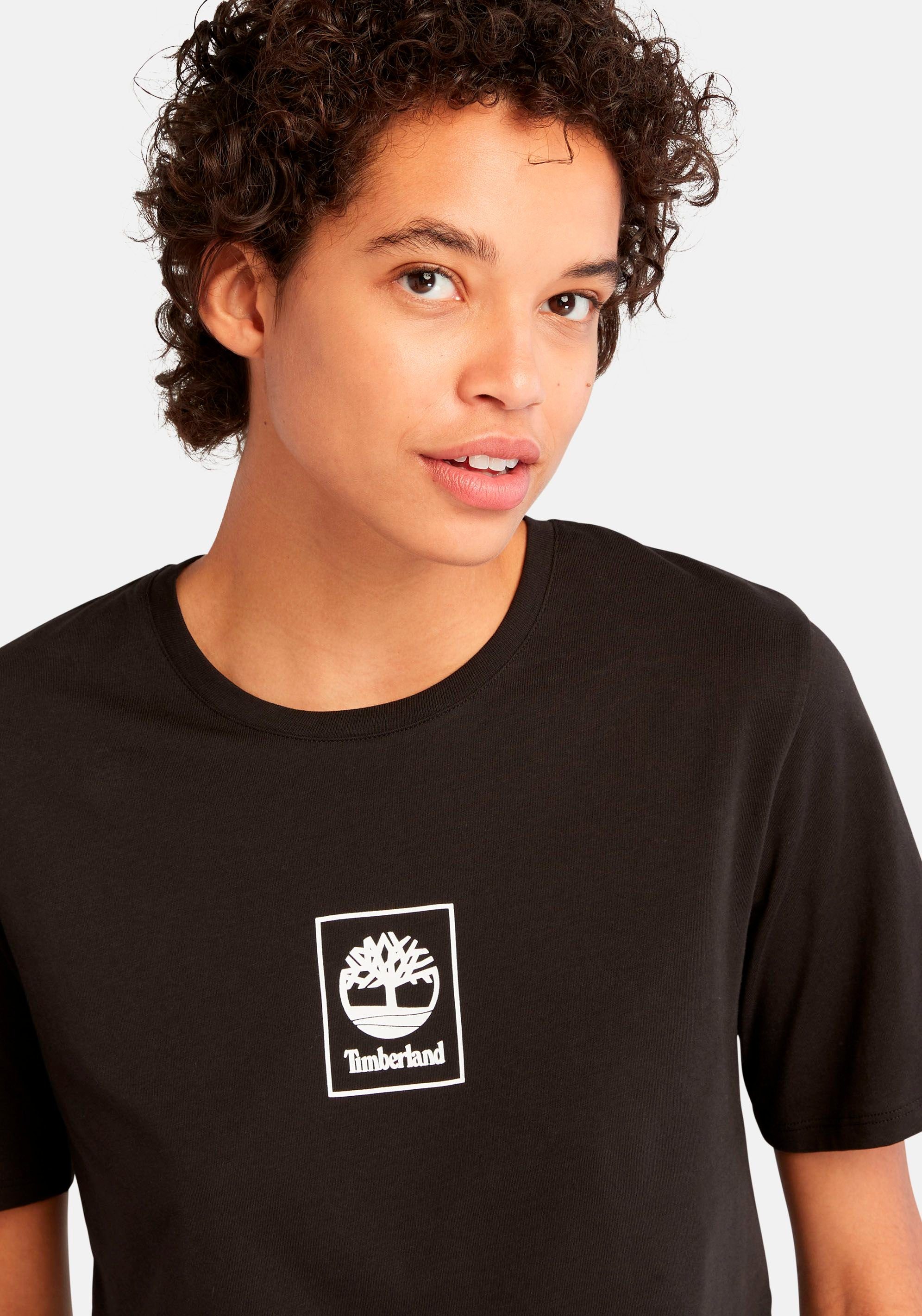 T-Shirt Logodruck Timberland mit TEE REGULAR schwarz STACK LOGO