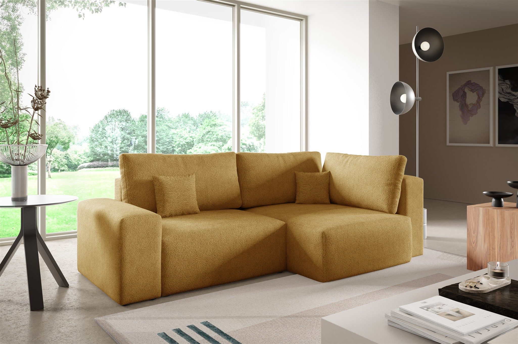 Fun Möbel Ecksofa Sofa ARONA mit Schlaffunktion in Stoff Centaur, mit Rundumbezug und Bettkasten, Ottomane Links oder Rechts
