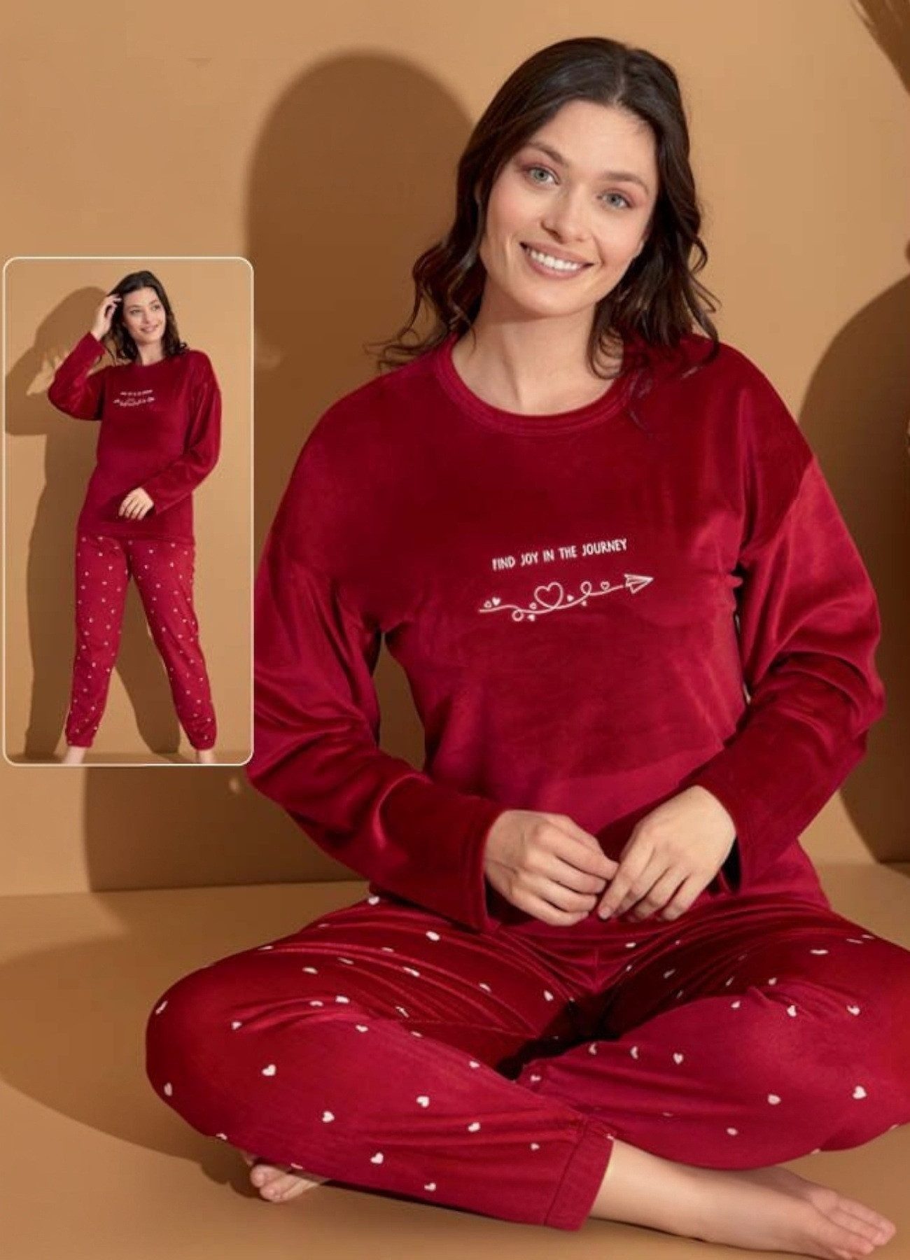 fashionshowcase Schlafanzug Damen Hausanzug aus Samt günstig online kaufen