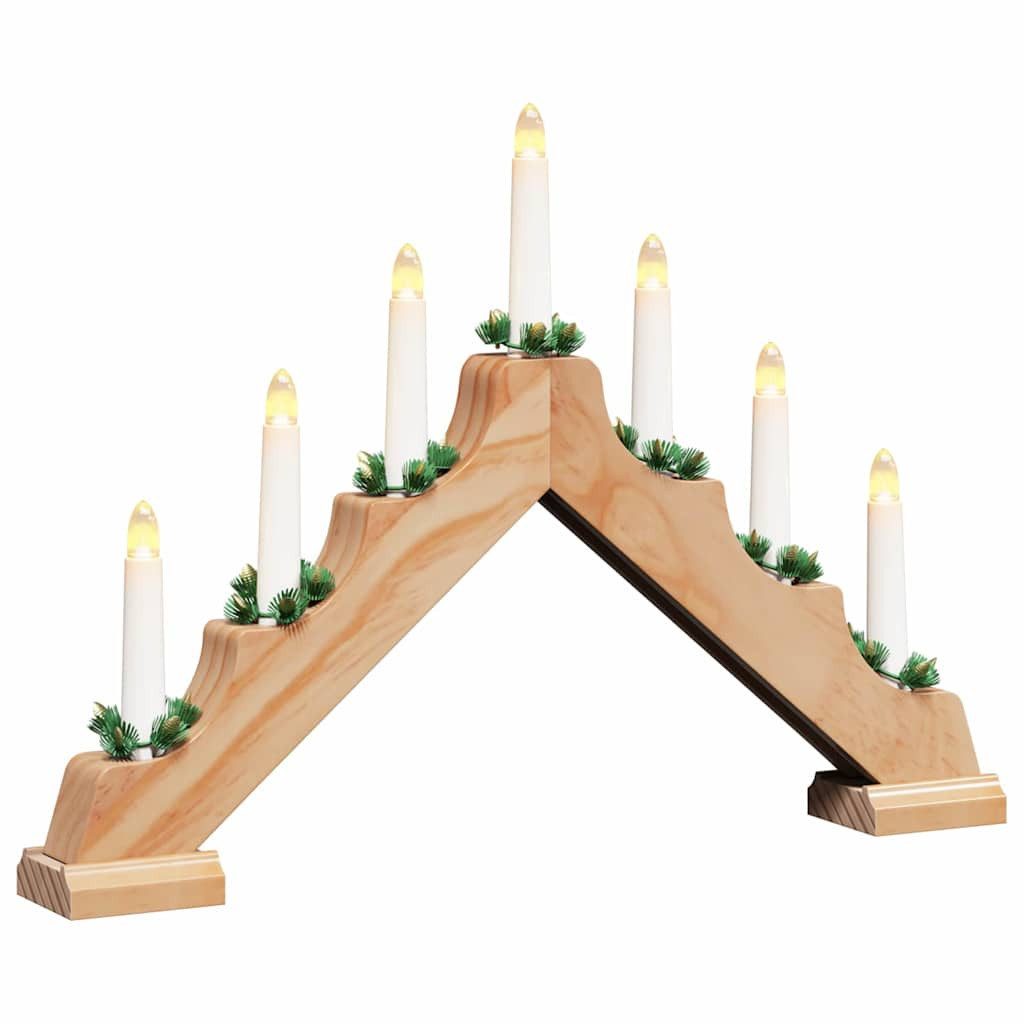 vidaXL LED-Christbaumkerzen Weihnachtskerzenbrücke mit 7 LEDs Braun 39,5 x 5 x 29 cm