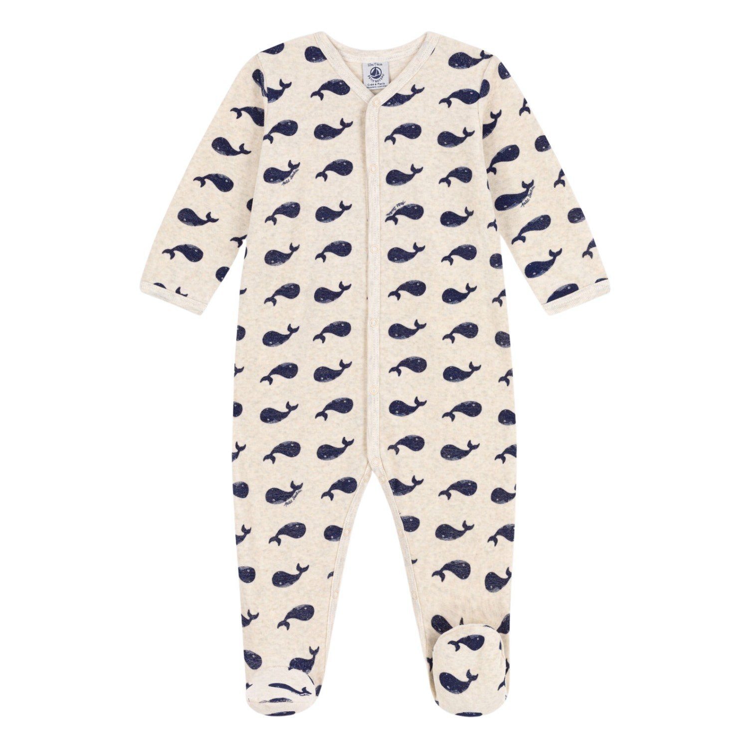 Petit Bateau Strampler Petit Bateau Baby-Strampler aus Samt mit Walmotiv Walprint