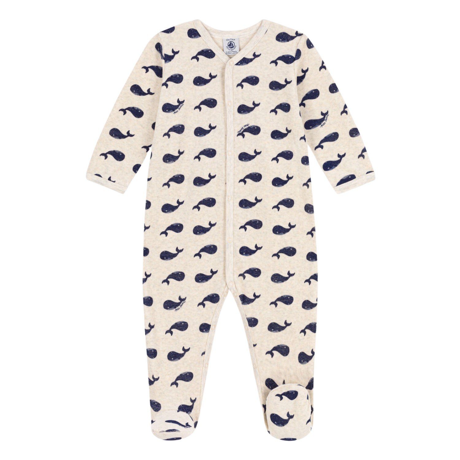 Petit Bateau Strampler Petit Bateau Baby-Strampler aus Samt mit Walmotiv