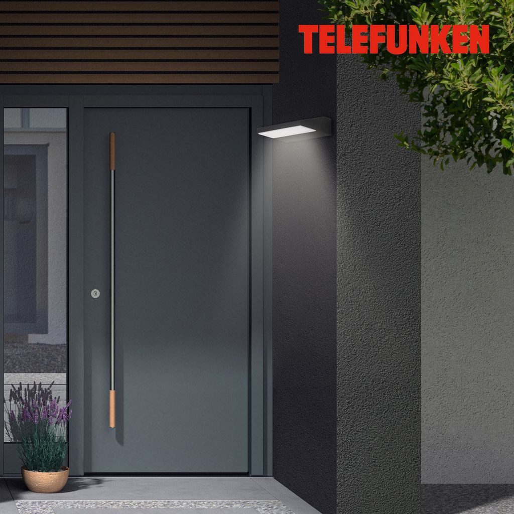 Telefunken Außen-Wandleuchte 312605TF, LED fest integriert, 2700K - Extra-Warmweiß, Außenleuchte DREHBAR IP44 1200lm 17,2x14,1x5,2cm