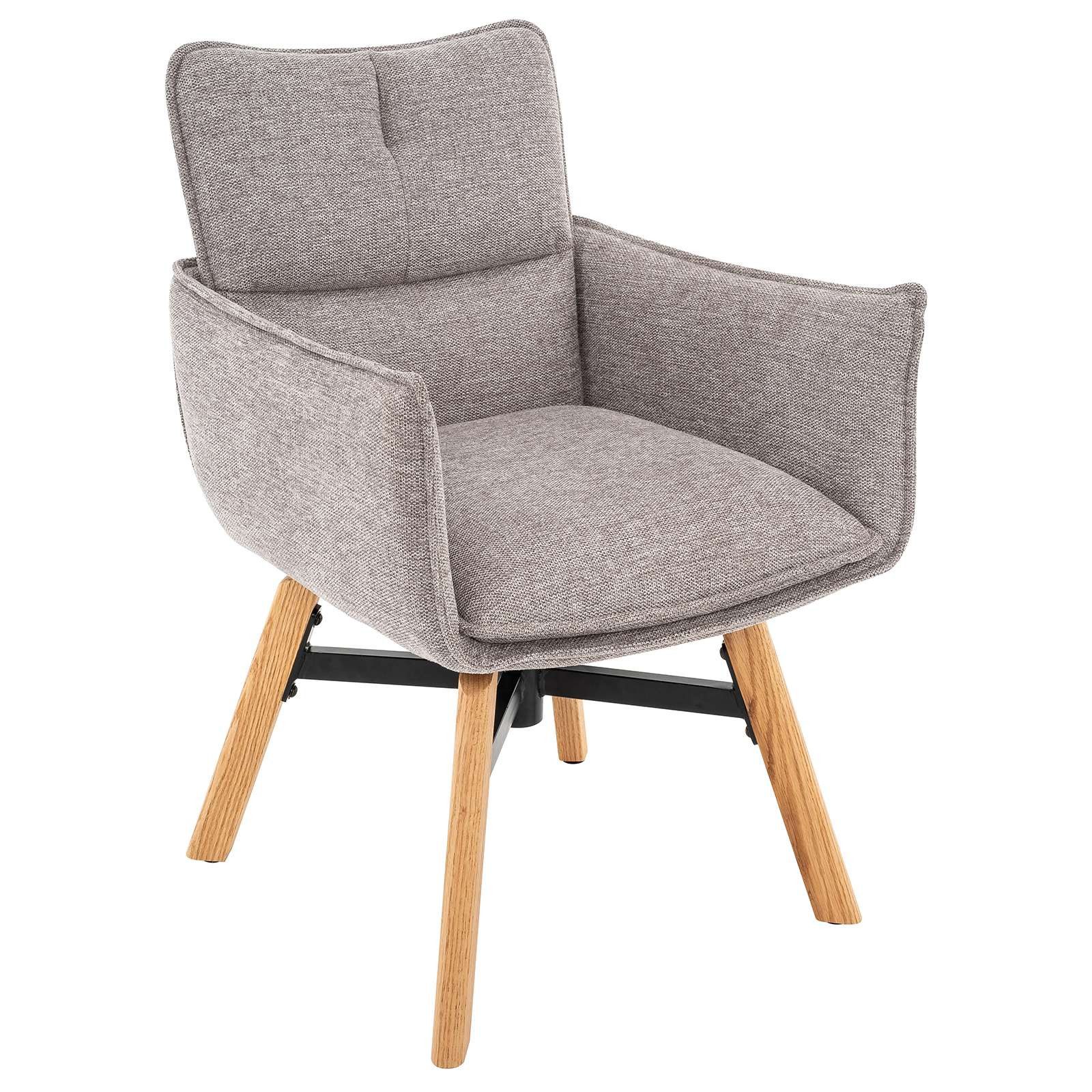 OTTO home Esszimmerstuhl Elyssa (1 St), massives Eichenholzgestell, pflegeleichter Webstoff, Drehfunktion