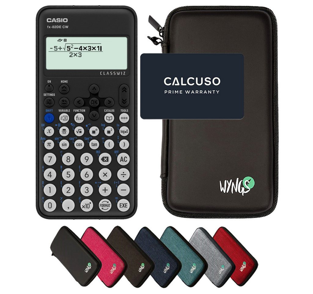 CASIO Taschenrechner fx-82DE CW ClassWiz inkl. WYNGS Schutztasche Schwarz