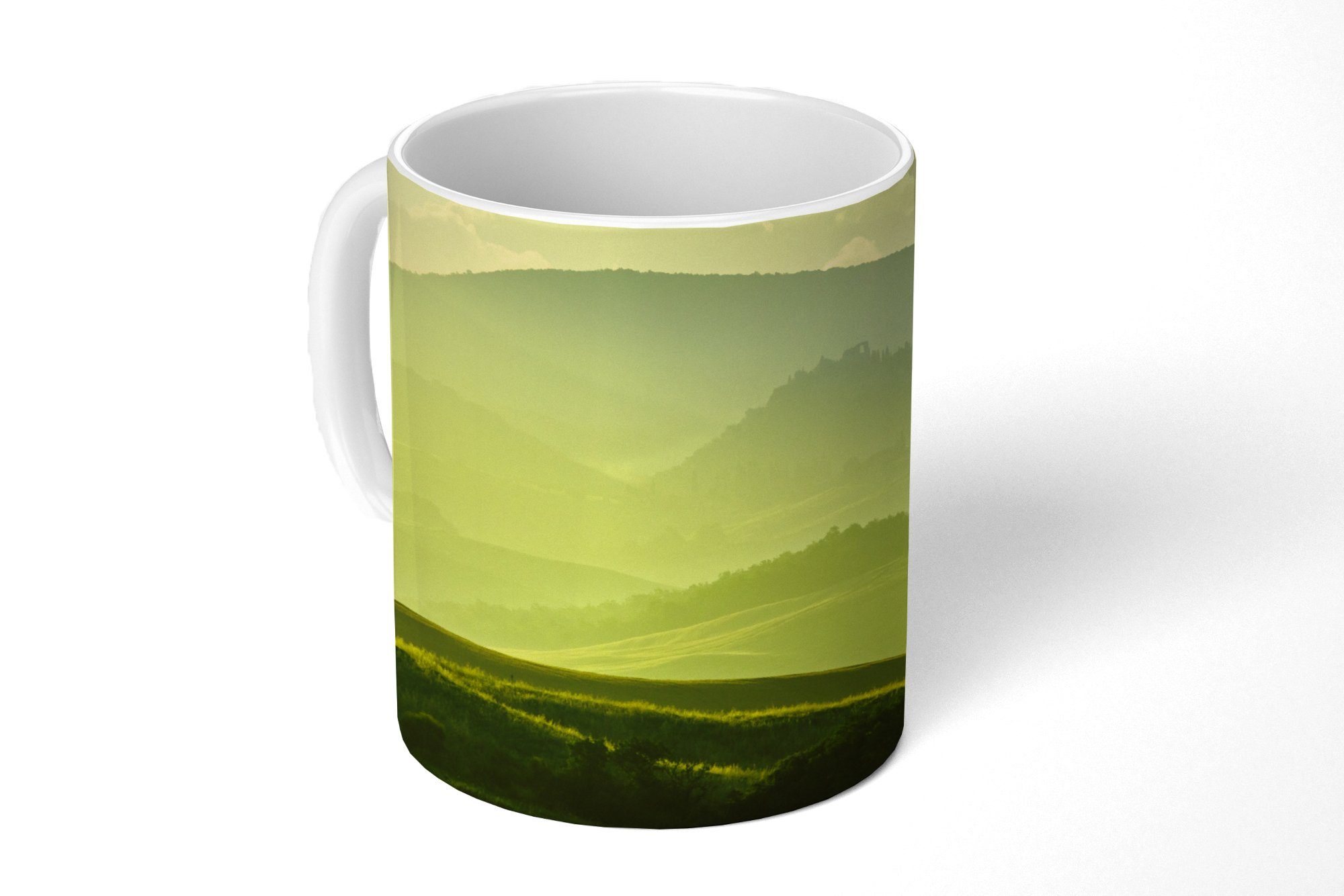 - Kaffeetassen, Hügel Grün, Toskana Keramik, Geschenk Tasse Teetasse, - Teetasse, MuchoWow Becher,