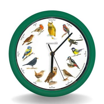 Starlyf Wanduhr Birdsong Clock (Uhr mit natürlichen Vogelstimmen, 25x25cm, batteriebetrieben, grün)