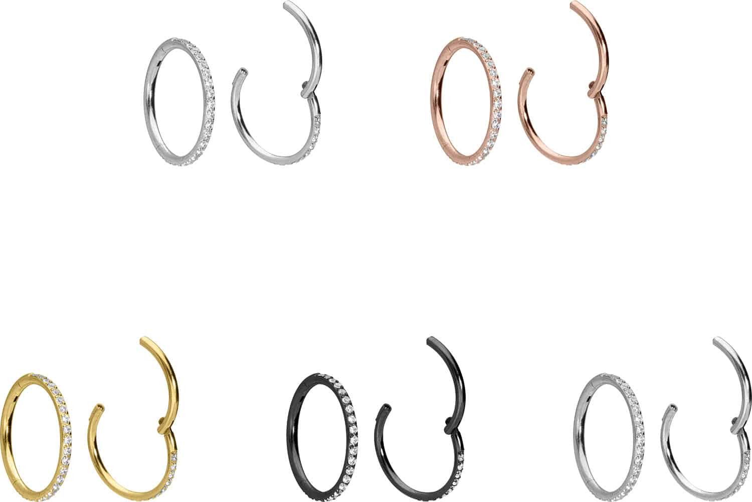 PIERCINGLINE Nasenpiercing Titan Segmentring Clicker EINGEFASSTE KRISTALLE günstig online kaufen