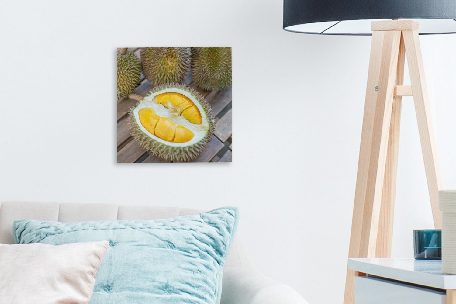 für Doerian St), Bilder OneMillionCanvasses® Schlafzimmer (1 Leinwand Halbierter Frucht, Wohnzimmer Leinwandbild ausgestellter mit