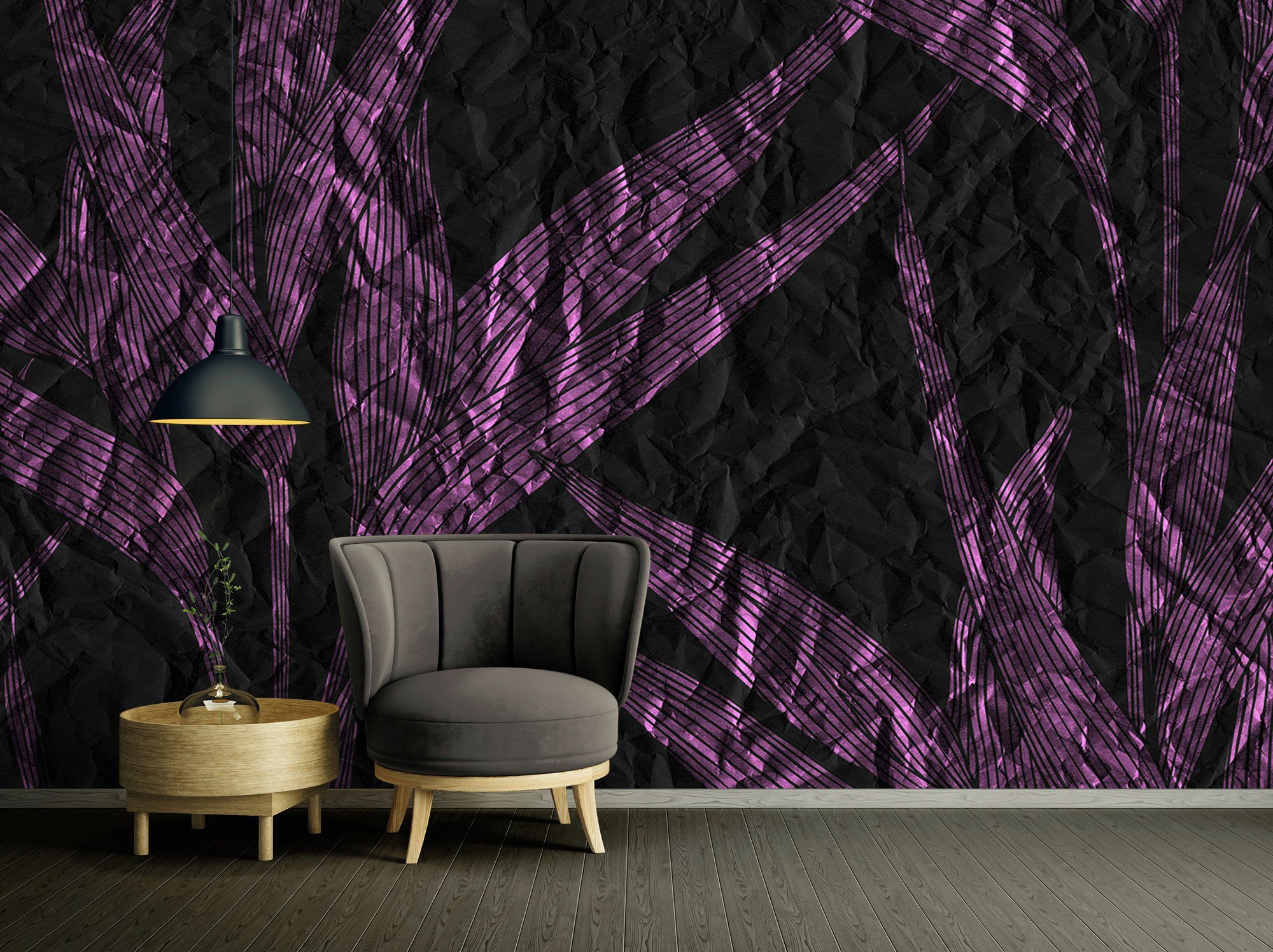 Architects Paper Decke Paper Vlies, Wand, St), violett/schwarz floral, 47 3, Schräge, (6 Leaves Atelier glatt, Fototapete