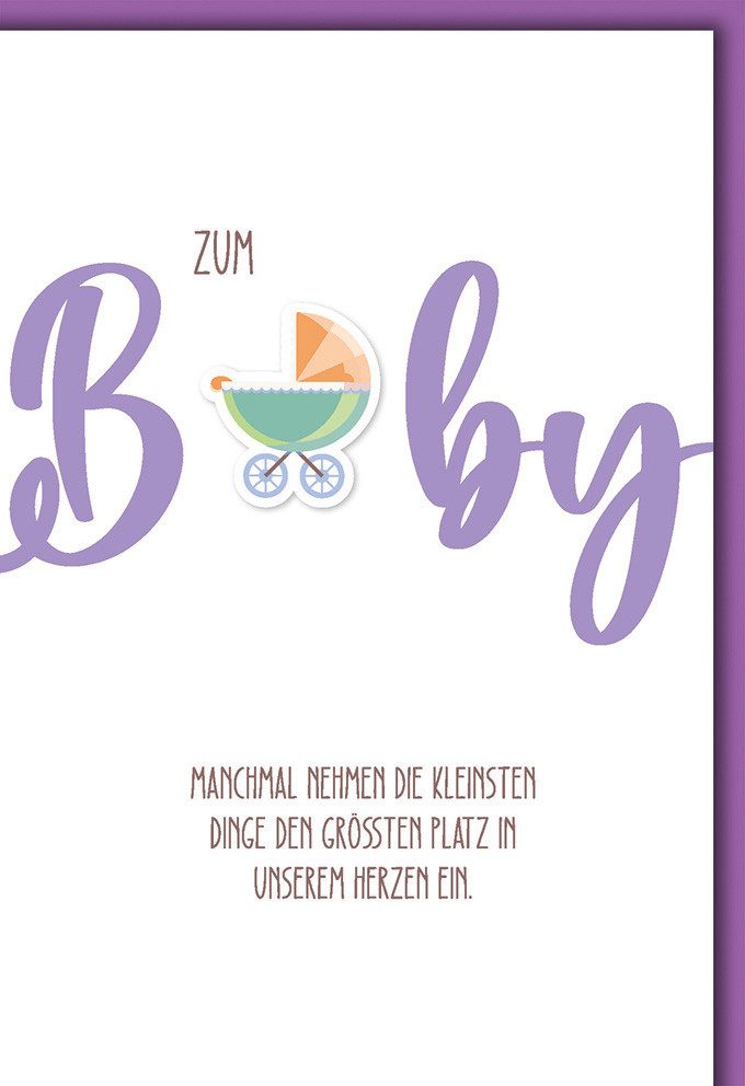 Grußkarten Geburt - Baby - Freudiges Ereignis - Karte mit Umschlag - Kinderwagen