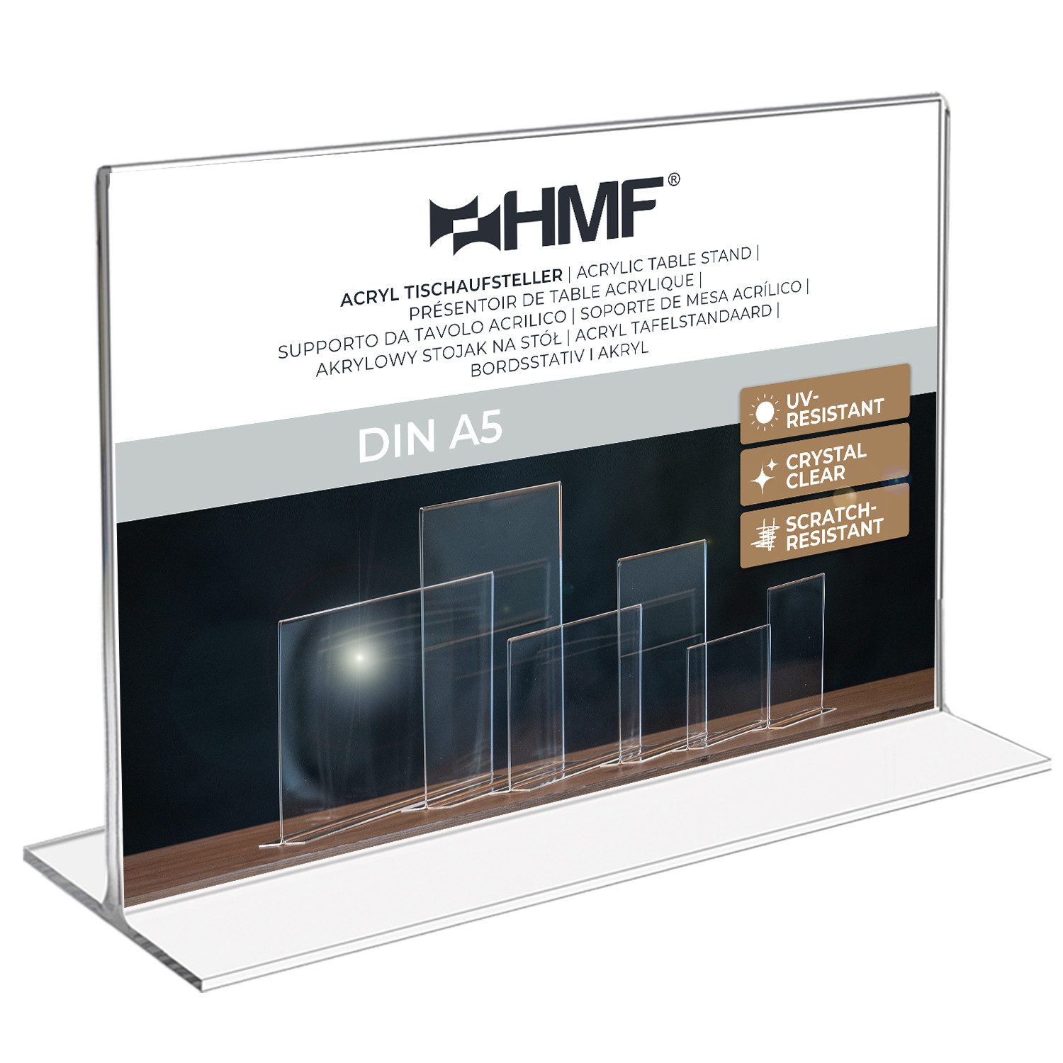 HMF Bilderrahmen Acryl Tischaufsteller DIN A5, Doppelseitiger, für 1 Bilder günstig online kaufen