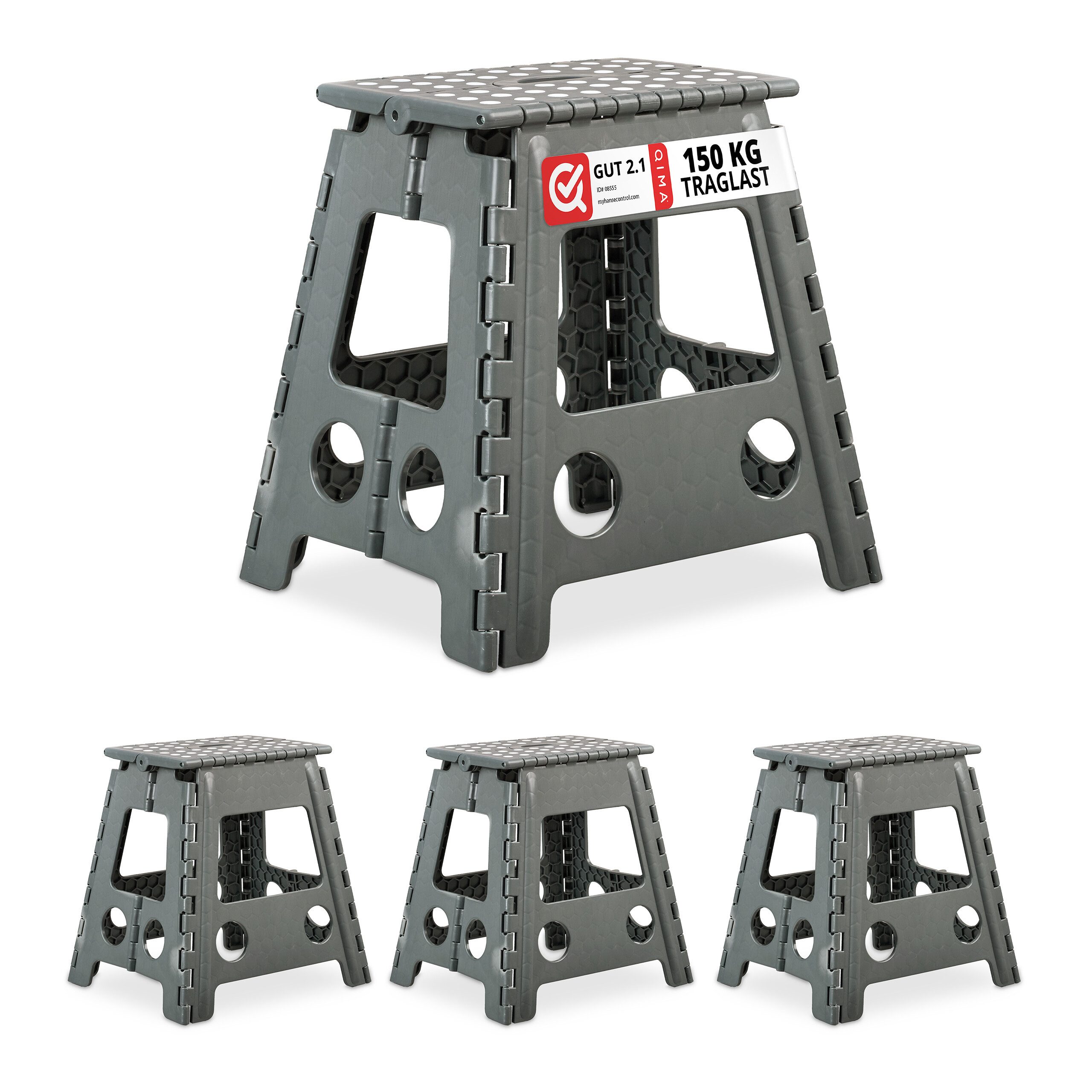 Campinghocker Klapphocker faltbar XL hellgrau 4er Set