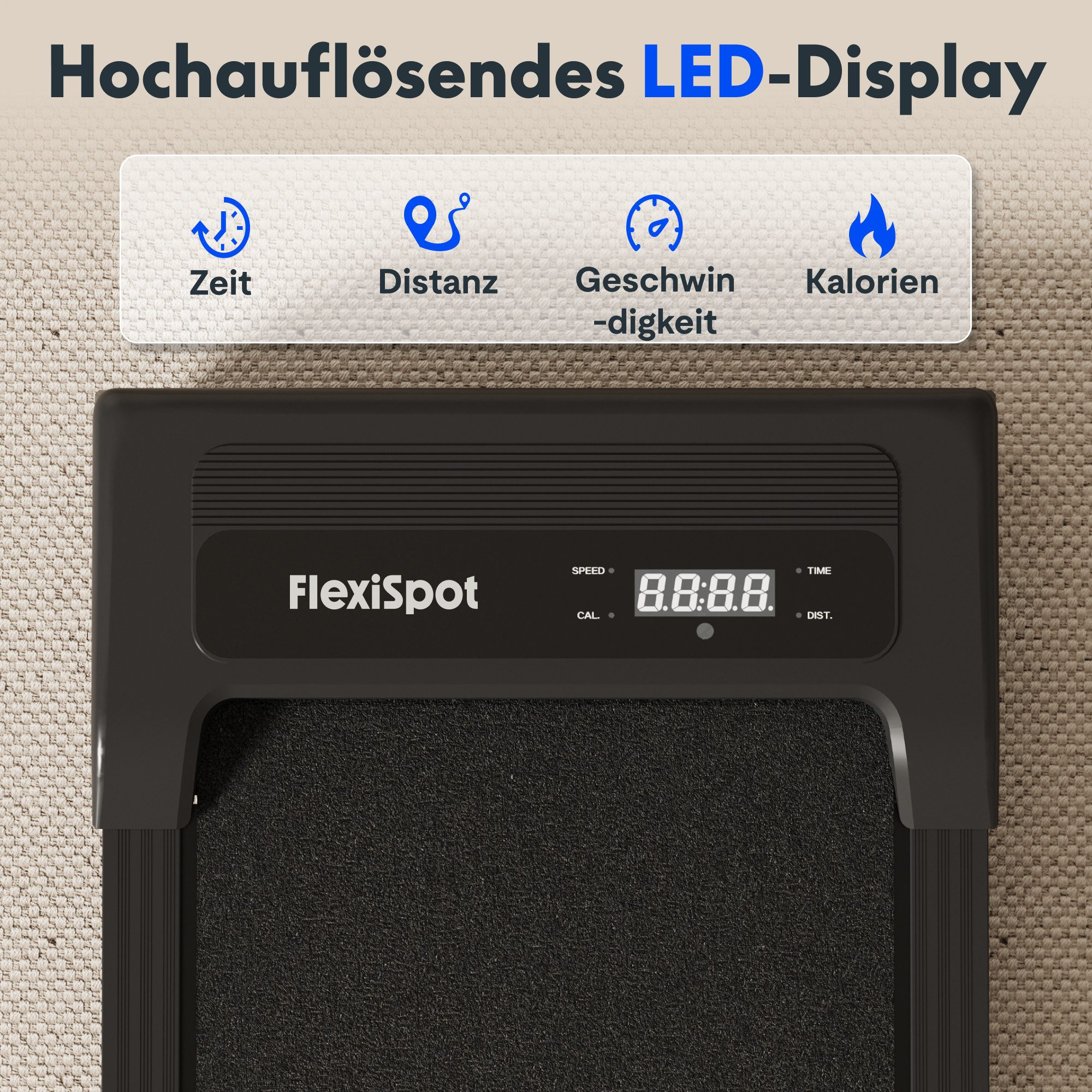 FLEXISPOT Laufband Walking Pad DynamiX, 1-6/10 km/h, LED-Display&Kabellose Fernbedienung (mit rutschfeste Lauffläche & 6 Stoßdämpfungspads), Mit Schmiermitteln&Fitness-Socken, für Zuhause & Büro, Max. 120 KG