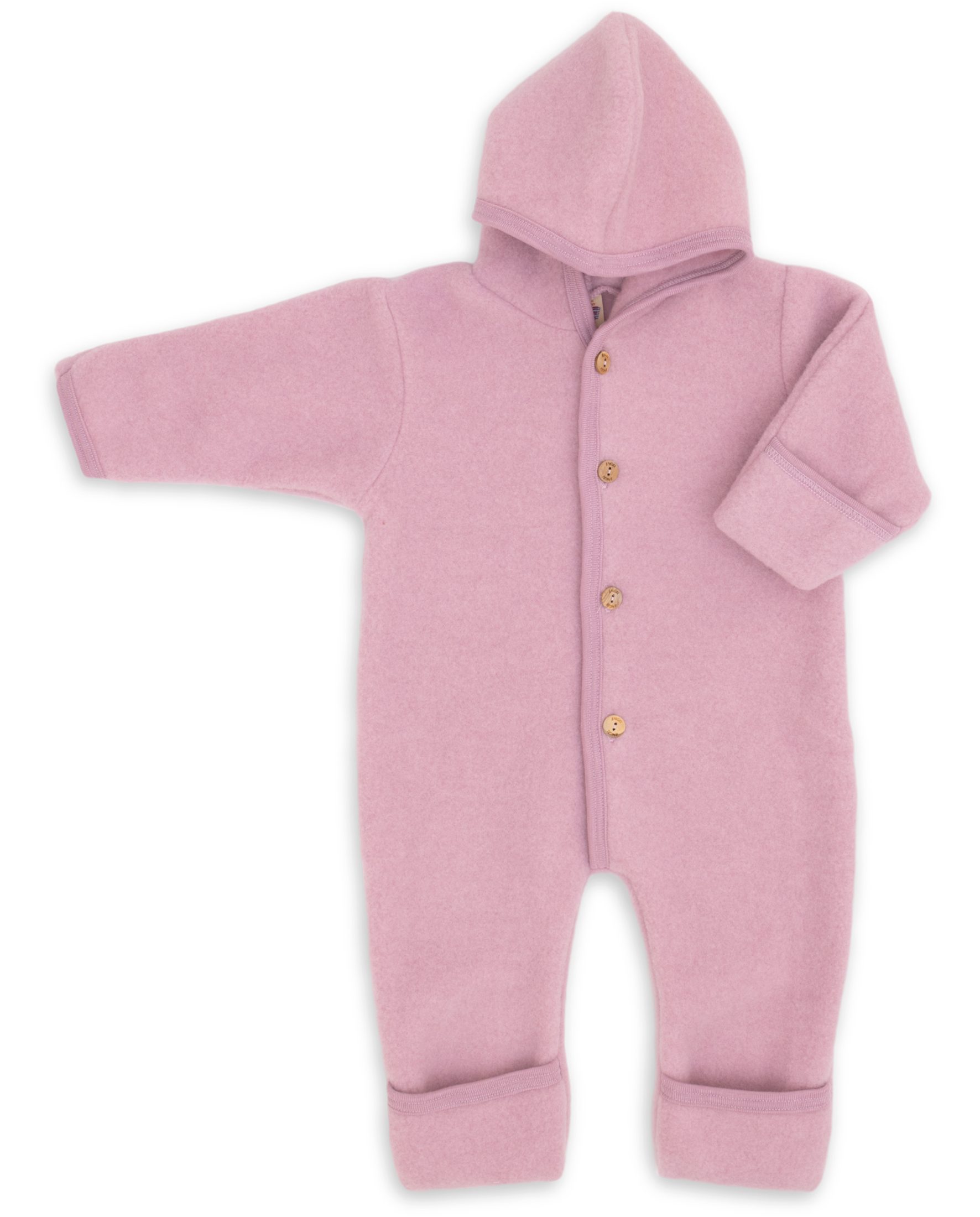 Kinderhaus Blaubaer Schlafoverall Baby-Overall mit Kapuze, Holzknöpfen & Mulltuch Blaubaer