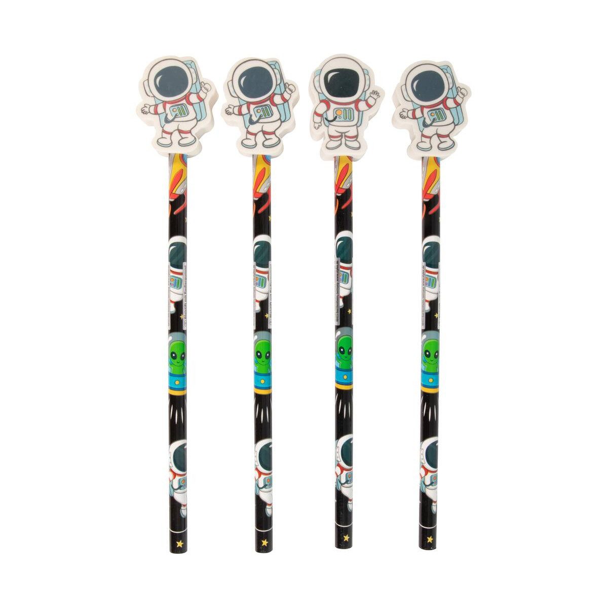 Stylex Schreibwaren Bleistift 4 Bleistifte / mit Radiergummi-Topper "Astronaut"