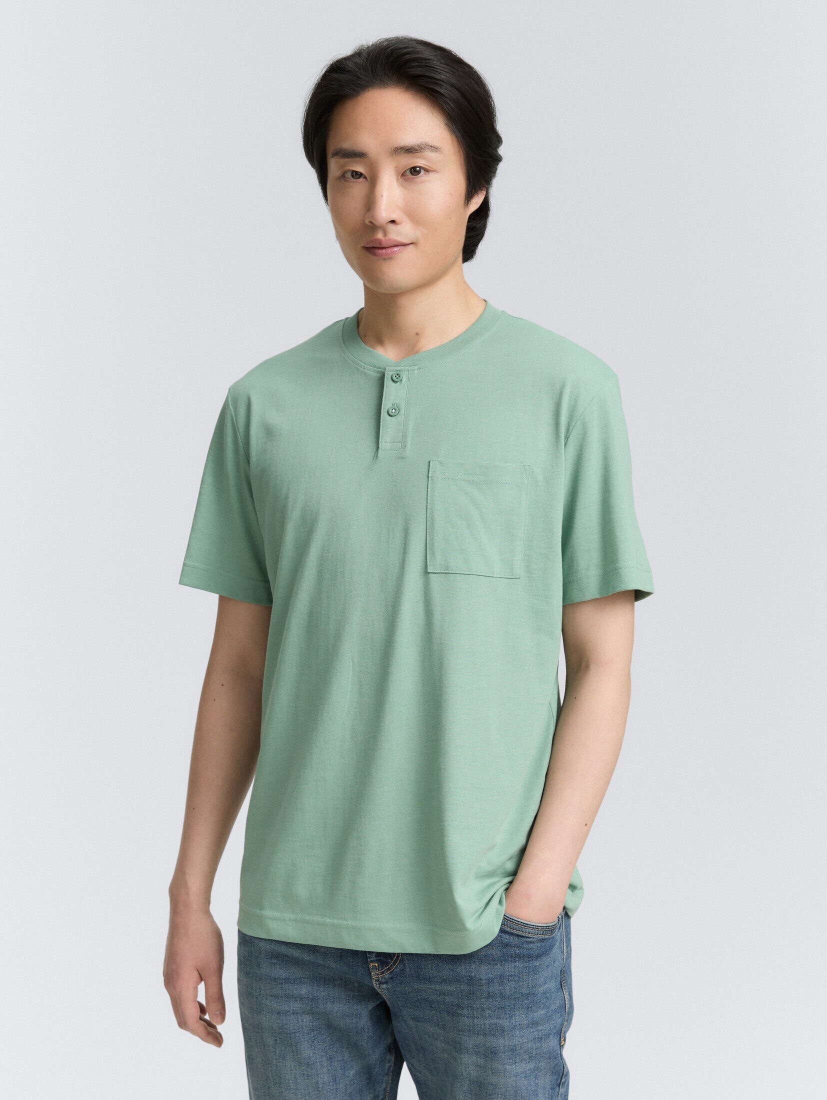 TOM TAILOR T-Shirt T-Shirt Henley T-Shirt mit Brusttasche günstig online kaufen