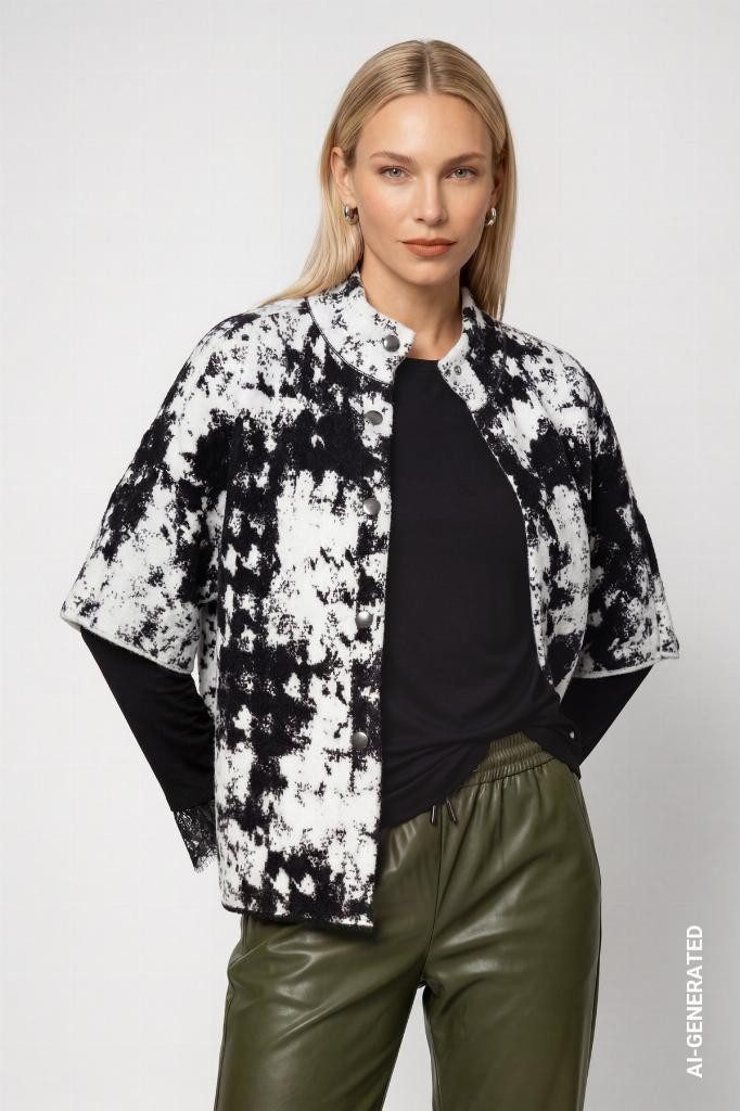 Monari Strickjacke Strickcape mit Jacquard-Muster
