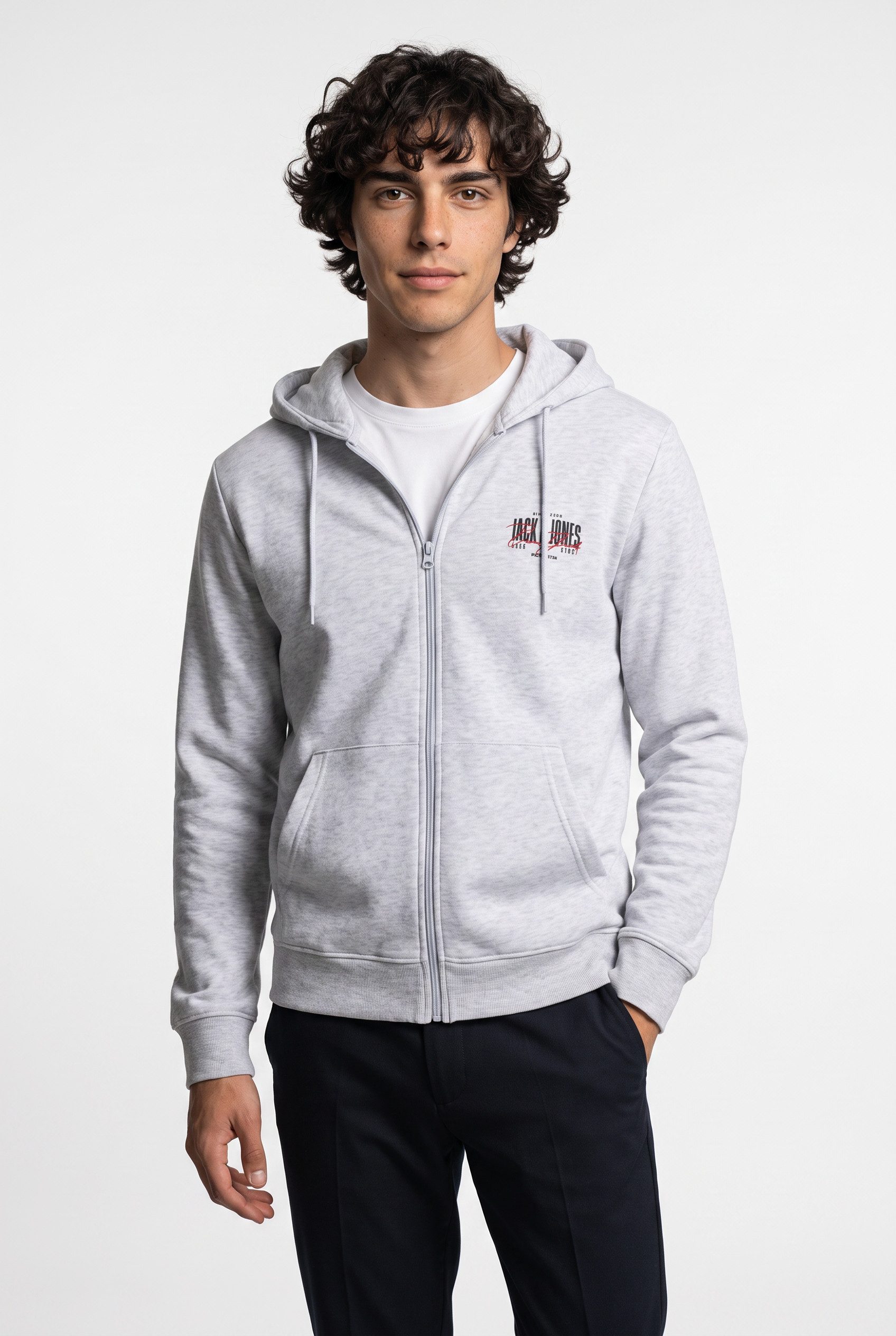 Jack & Jones Kapuzensweatjacke JJAERO SWEAT ZIP HOOD Materialmix, regular fit