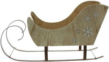 Dekoleidenschaft Weihnachtsfigur Schlitten "Schneeflocke" im Retro Design aus Holz, Weihnachtsdeko (1 St), nostalgische Adventsdeko