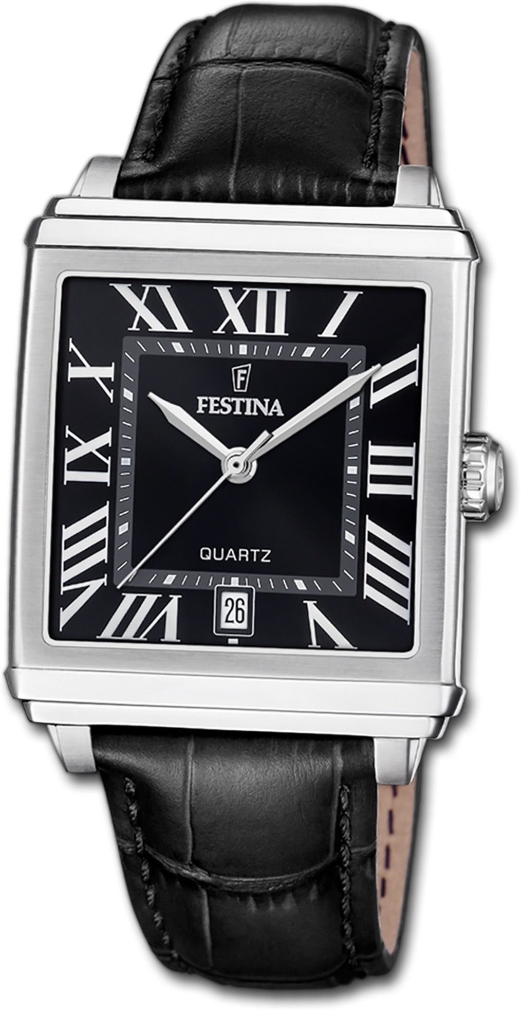 Festina Quarzuhr Festina Herrenuhr Leder schwarz, günstig online kaufen