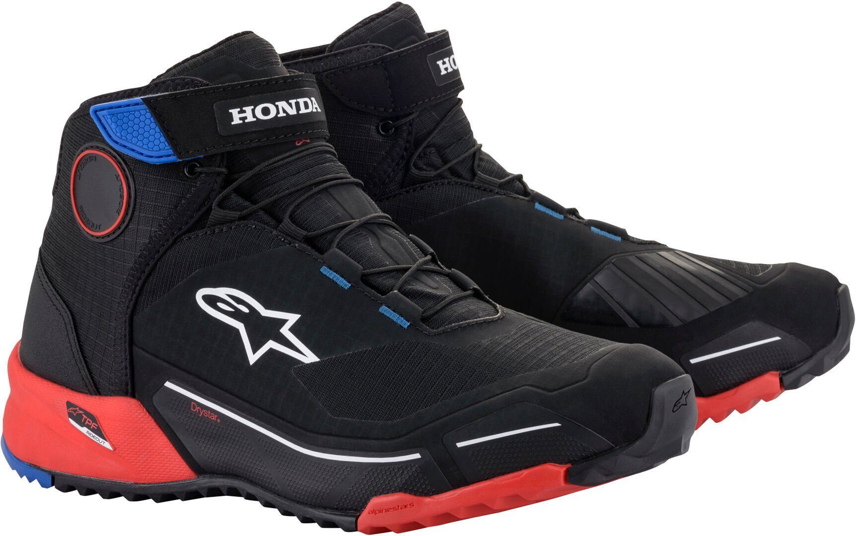 Honda CR-X Black/Red/Blue Motorradschuhe Alpinestars Motorradstiefel Drystar