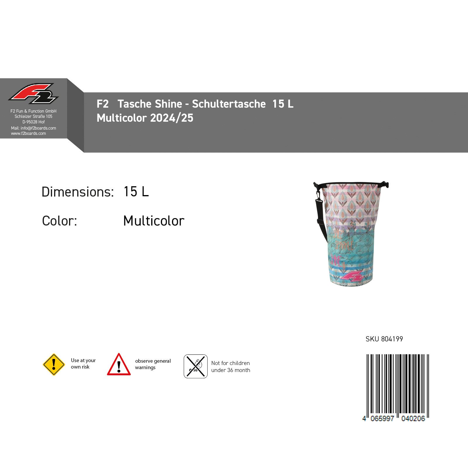 F2 Drybag F2 Tasche Shine - Schultertasche 15 L Multicolor 2024/25 günstig online kaufen