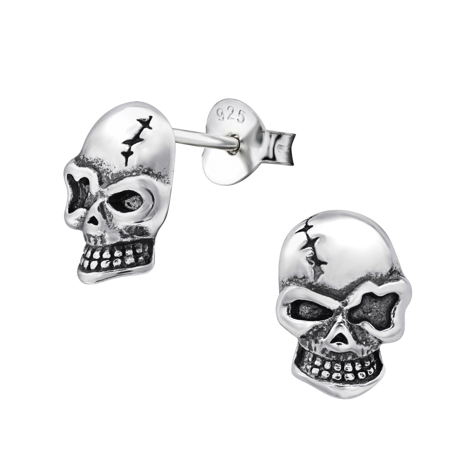 BUNGSA Ohrring-Set Ohrstecker Totenkopf Skull aus 925 Silber Herren (1 Paar (2 Stück), 2-tlg), Ohrschmuck Ohrringe