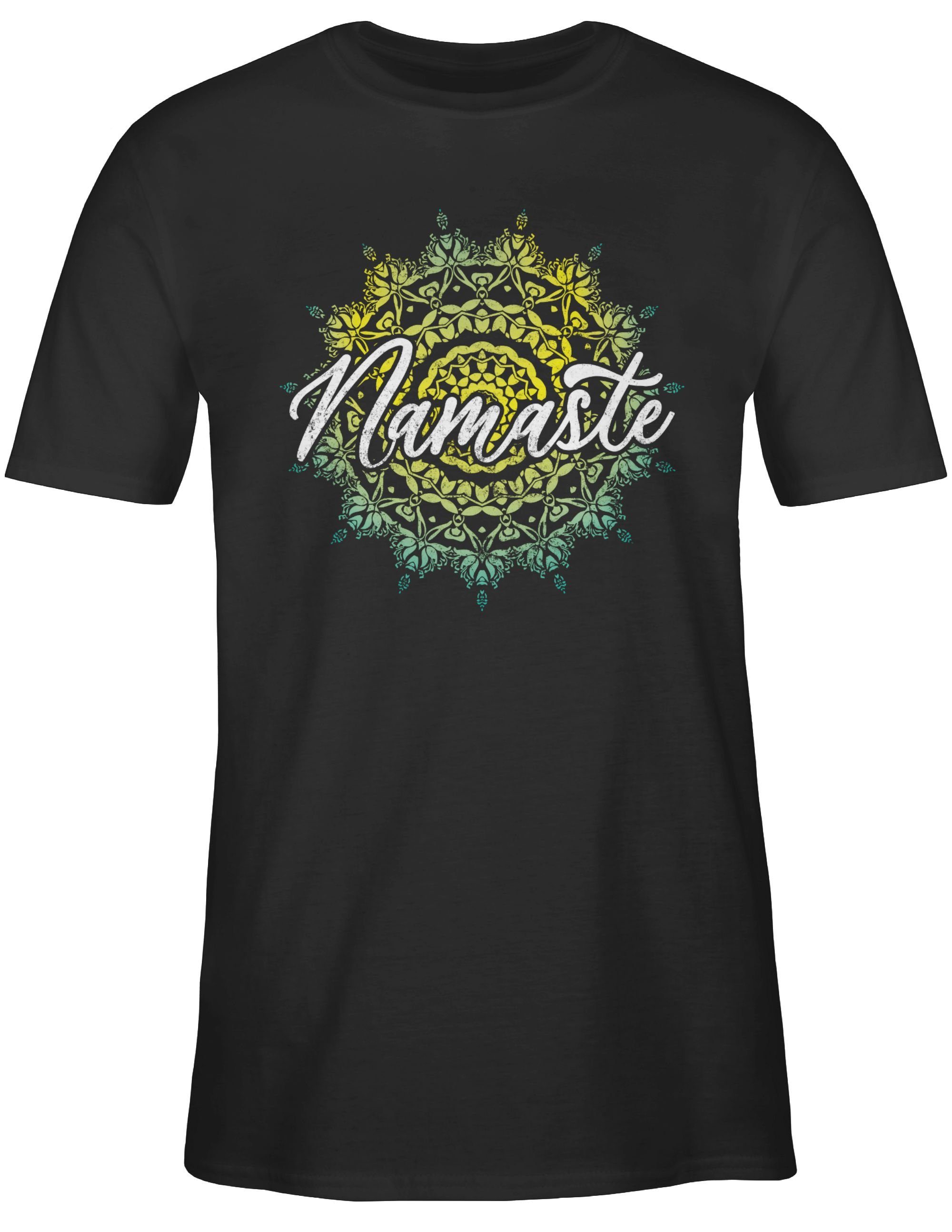 Shirtracer T-Shirt Namaste Vintage Yoga Schwarz Geschenk und Wellness 03
