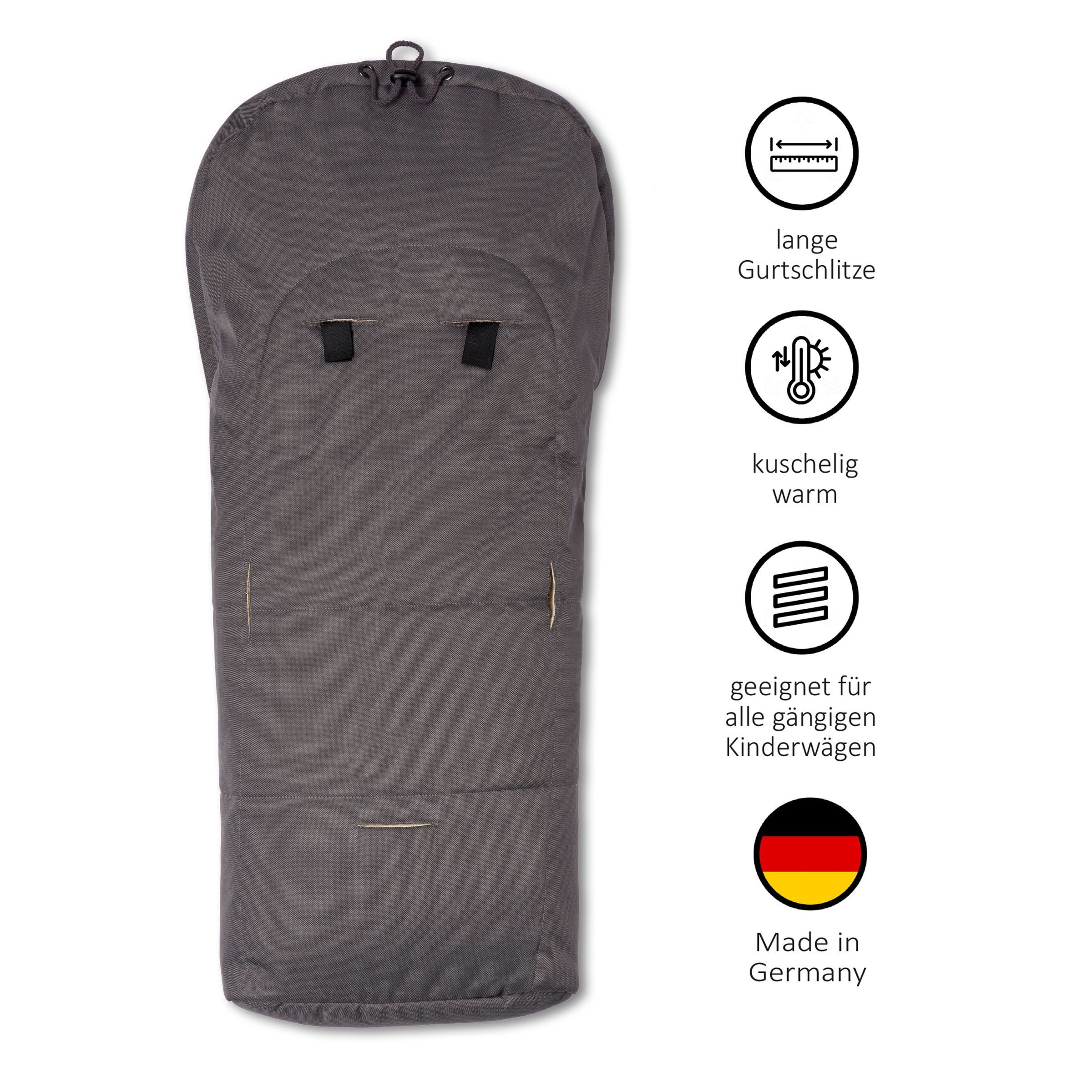 Hofbrucker seit 1948 Fußsack Lammfell-Fußsäckchen Leni für Babyschale und Kinderwagen, warmer Winterfußsack mit echtem Lammfell wind- und wasserabweisend