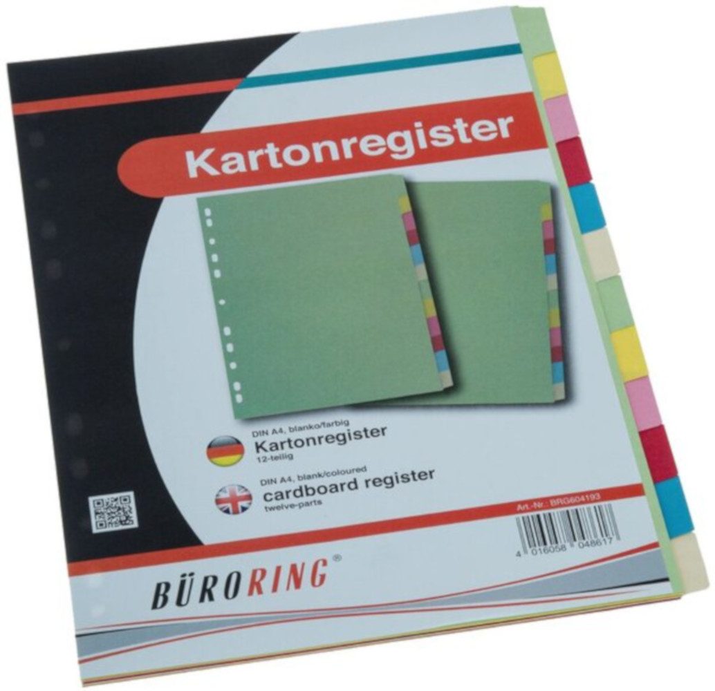 Aktenordner BÜRORING Register 12-tlg farbig blanco bunt Karton A4 BRG604193