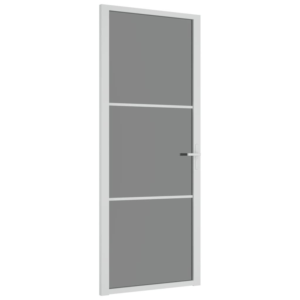 vidaXL Zimmertür, Innentür 83x201,5 cm Weiß ESG-Glas und Aluminium
