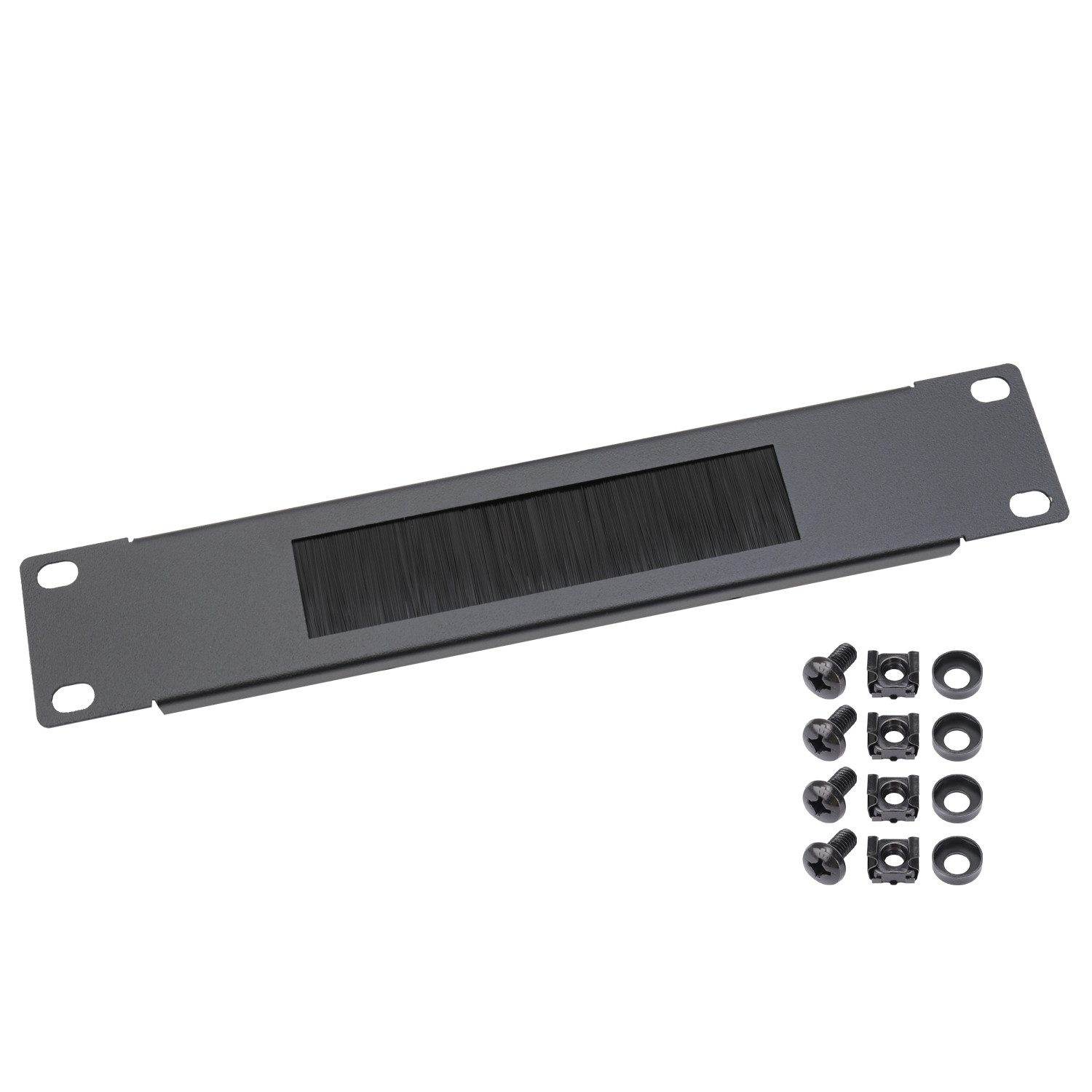 HMF Serverschrank 63389-02 Kabeldurchführung, mit Bürsteneinsatz für Serverschrank, 10 Zoll, Schwarz