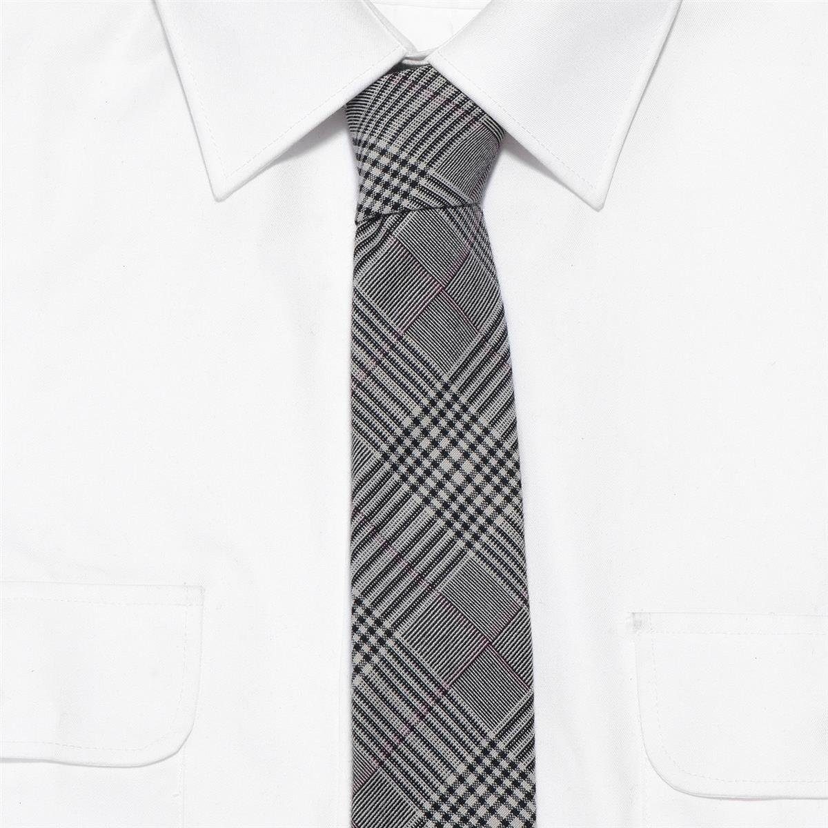 DonDon Krawatte Herren Krawatte) cm 1x oder Karos Büro kariert 1-St., Streifen 6 gestreift, oder (Packung, Krawatte oder festliche grau-schwarz kariert für mit Baumwolle, Veranstaltungen