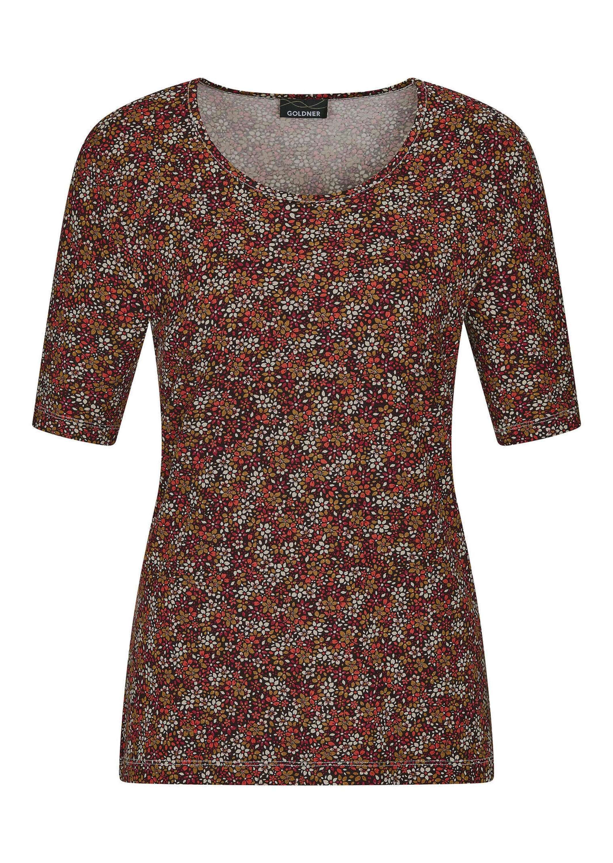 GOLDNER Print-Shirt Stilvolles Viskoseshirt, Blumenprint Blusenshirt mit elegantem Rundhals und Halbarm – Bild 4 von 4