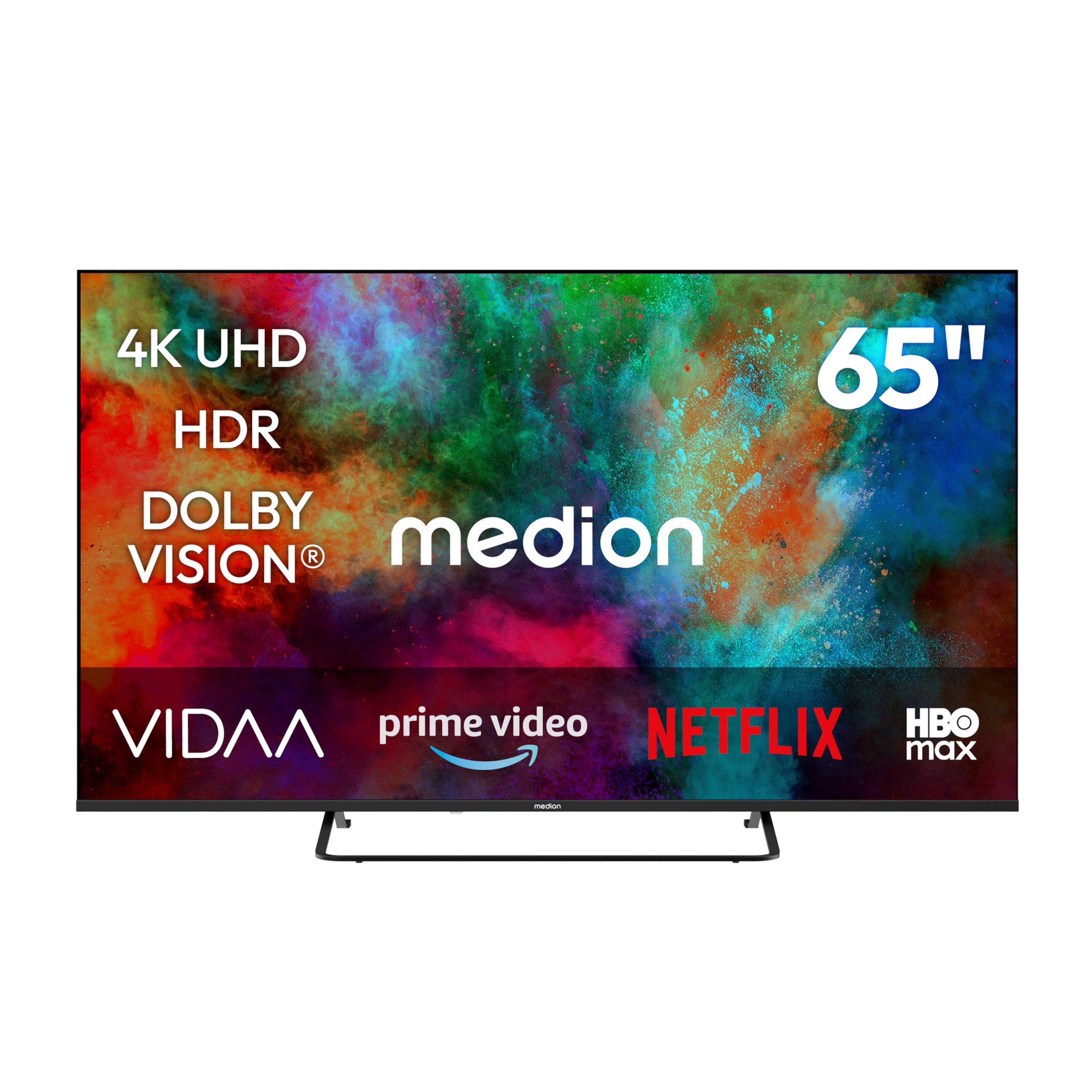 Medion® MD865302 LCD-LED Fernseher (163.9 cm/65 Zoll, 4K Ultra HD, Smart-TV, Dolby Vision, Dolby Atmos, Netflix, HBO Max, Prime Video, Disney+, WOW)