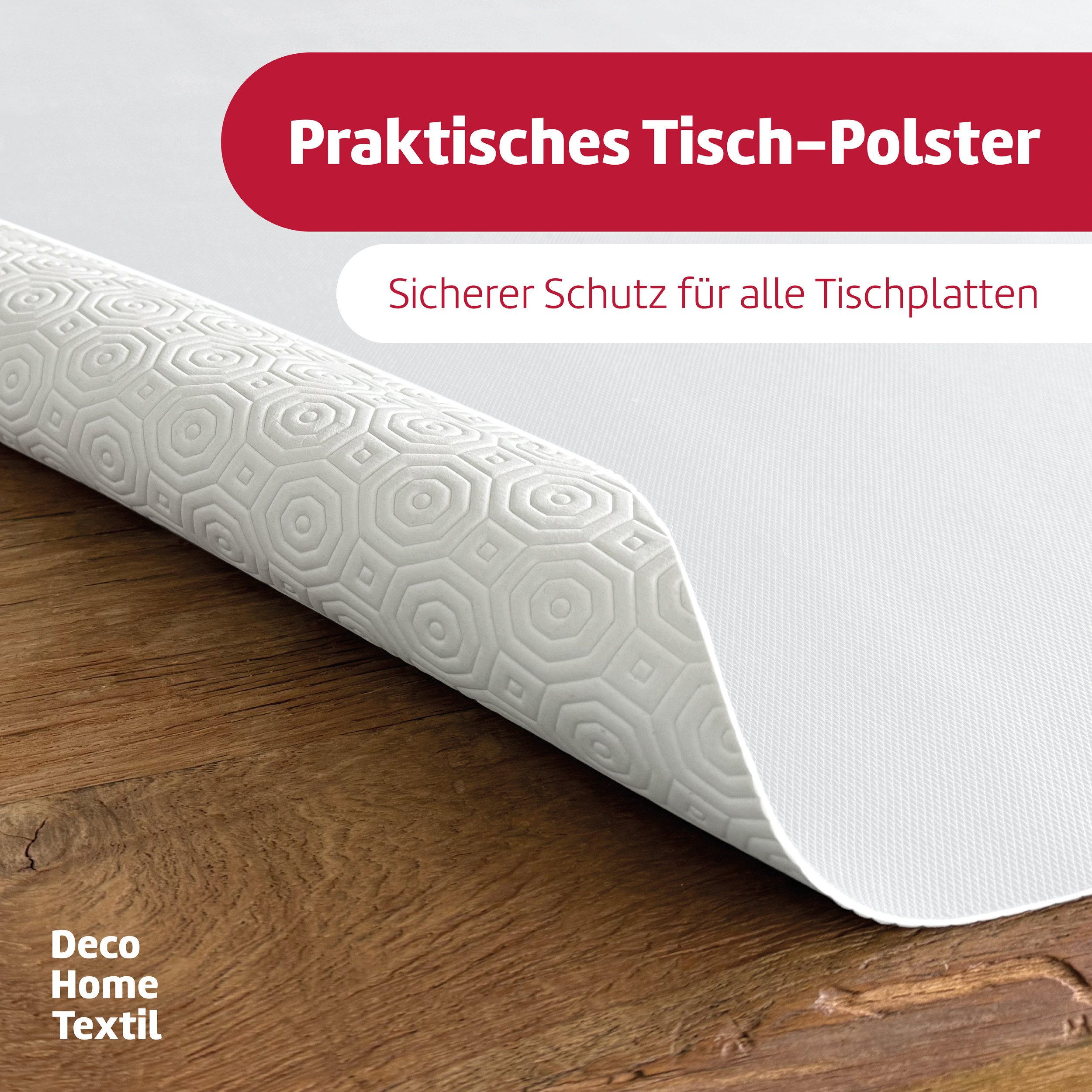DecoHomeTextil Heimtextilmanufaktur Tischdecke Tischpolster Tischschoner Tischbelag Tischschutz Eckig Weiß – Bild 4 von 5