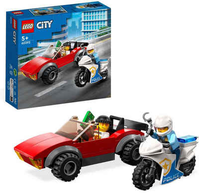 LEGO® Konstruktionsspielsteine Verfolgungsjagd mit dem Polizeimotorrad (60392), LEGO® City, (59 St), Made in Europe