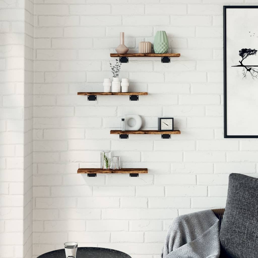 vidaXL Bücherregal Wandregale 4 Stk. Räuchereiche 40x10x1,5 cm Holzwerkstoff, 4-tlg. – Bild 3 von 5