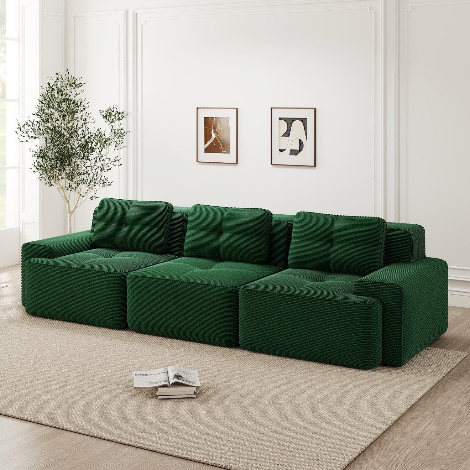 ANYSUN Sofa Cloud Modulsofa Boneless Sofa, Modulares Ecksofa, Bequeme Corduroy-Cloud-SofaSofas, 3-Sitzer Tiefsitz, Polsterung für Wohnzimmer, Schlafzimmer und Heimkino