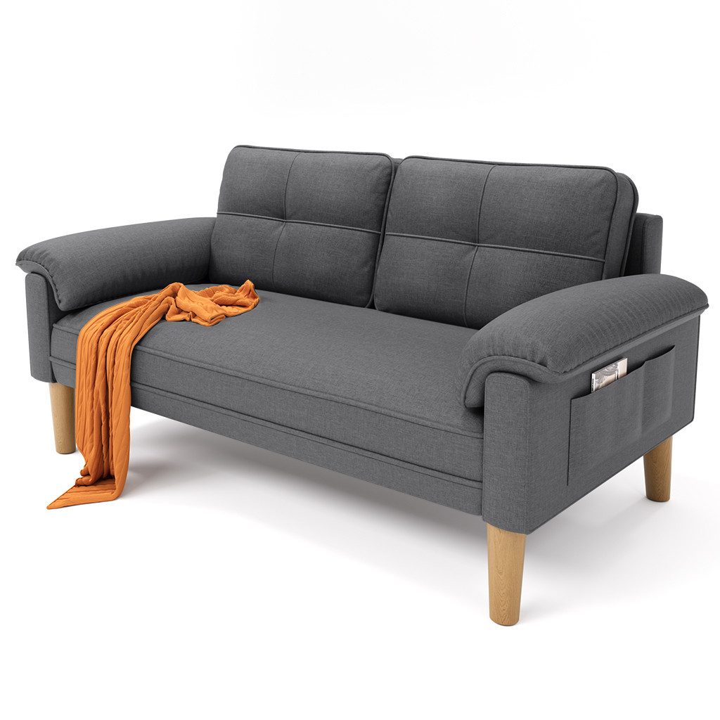 Bealife 2-Sitzer Kleine Couch, mit Armlehne und Seitentasche, 144 x 77 x 77 günstig online kaufen