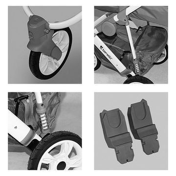 Lorelli Kombi-Kinderwagen Kinderwagen 2 in 1 Monza, EVA-Reifen, Babywanne, Sportsitz, Wickeltasche