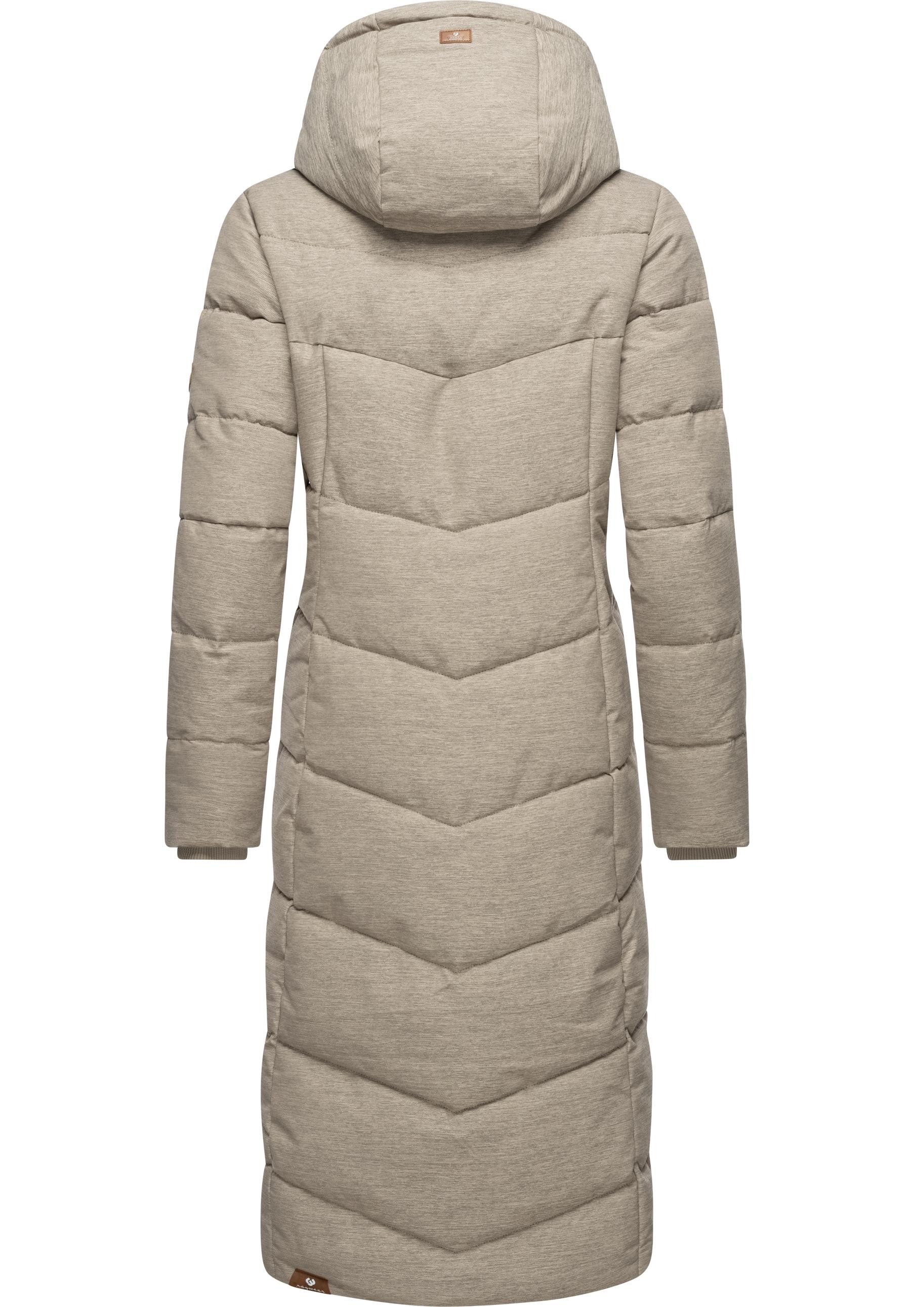 Ragwear Wintermantel Pavla Long extralanger Winterparka mit Teddyfutter und Kapuze