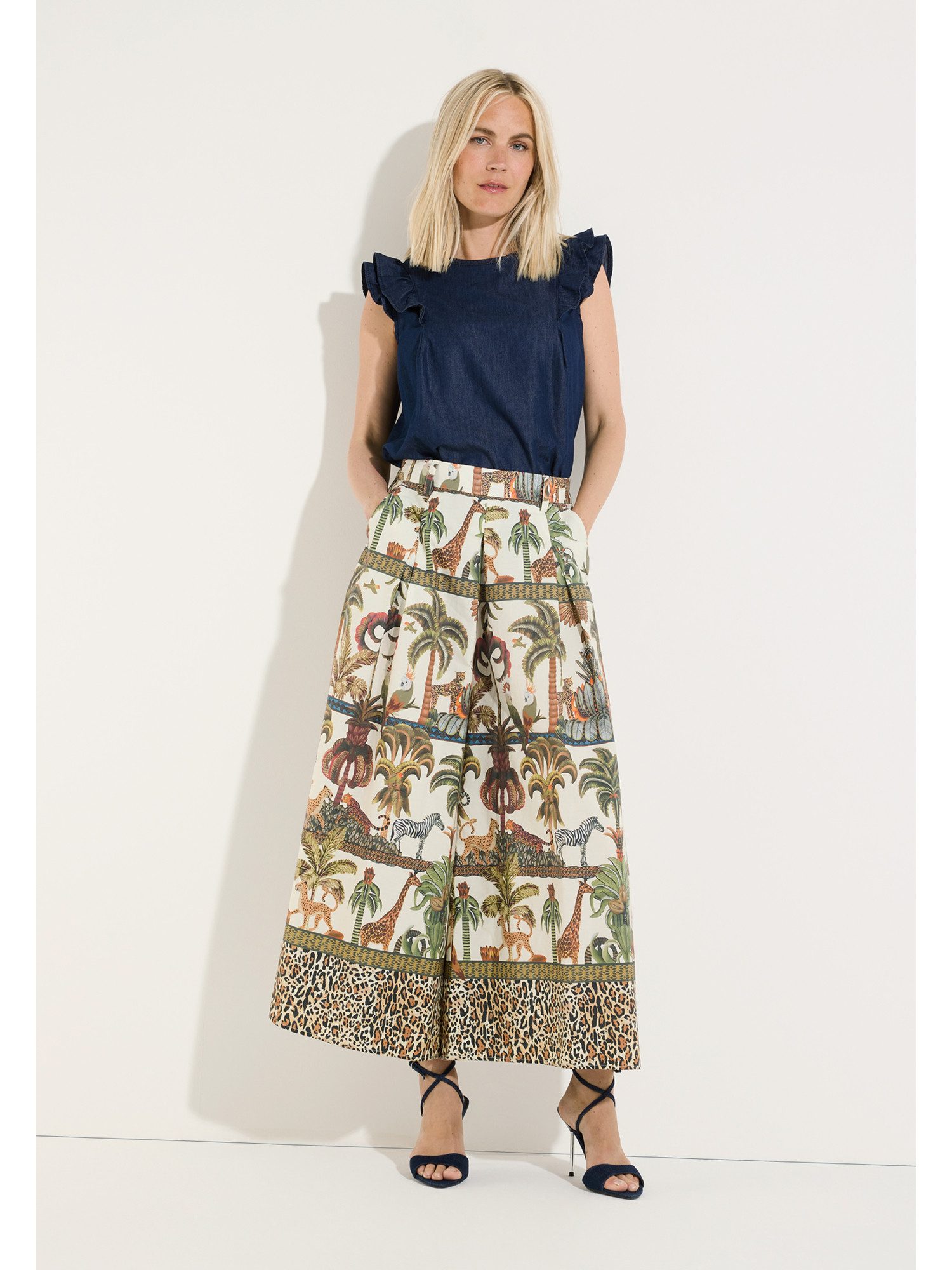 MORE&MORE Stoffhose extraweite Printhose, Jungle