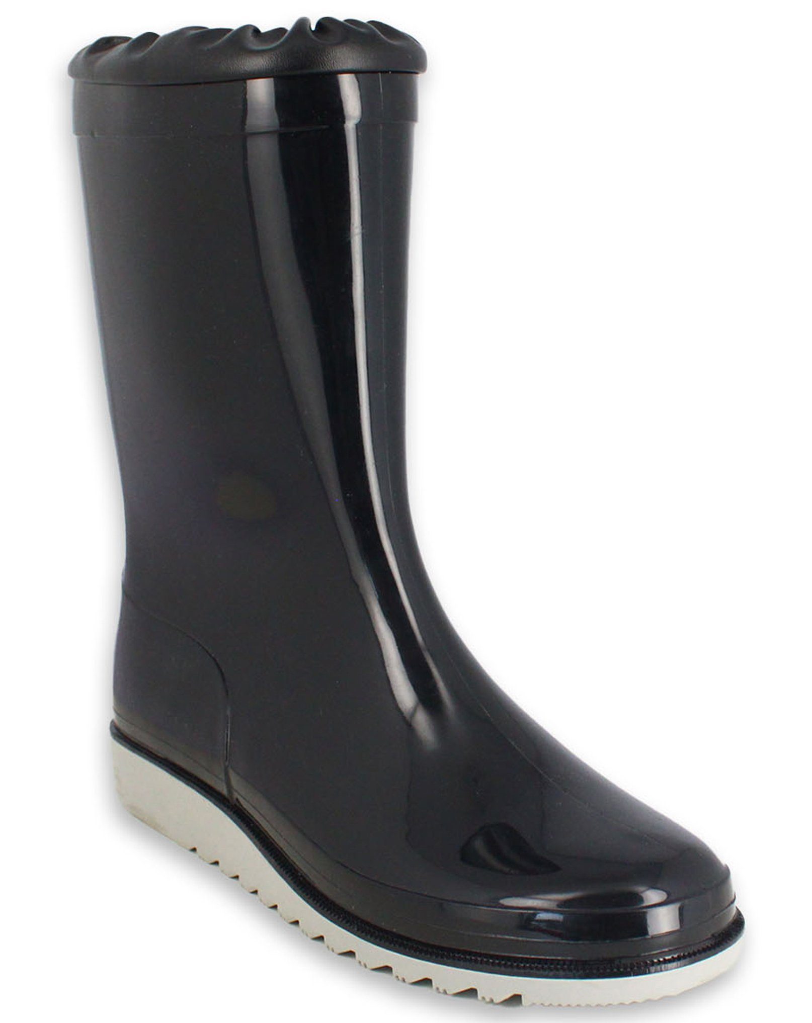 bei Füße (zeitloser Gummistiefel wasserdicht, mit Einlegesohle für Stiefel, Regenstiefel mit Regenwetter) Basic Beck trockene schwarz Wetterschutzkragen,