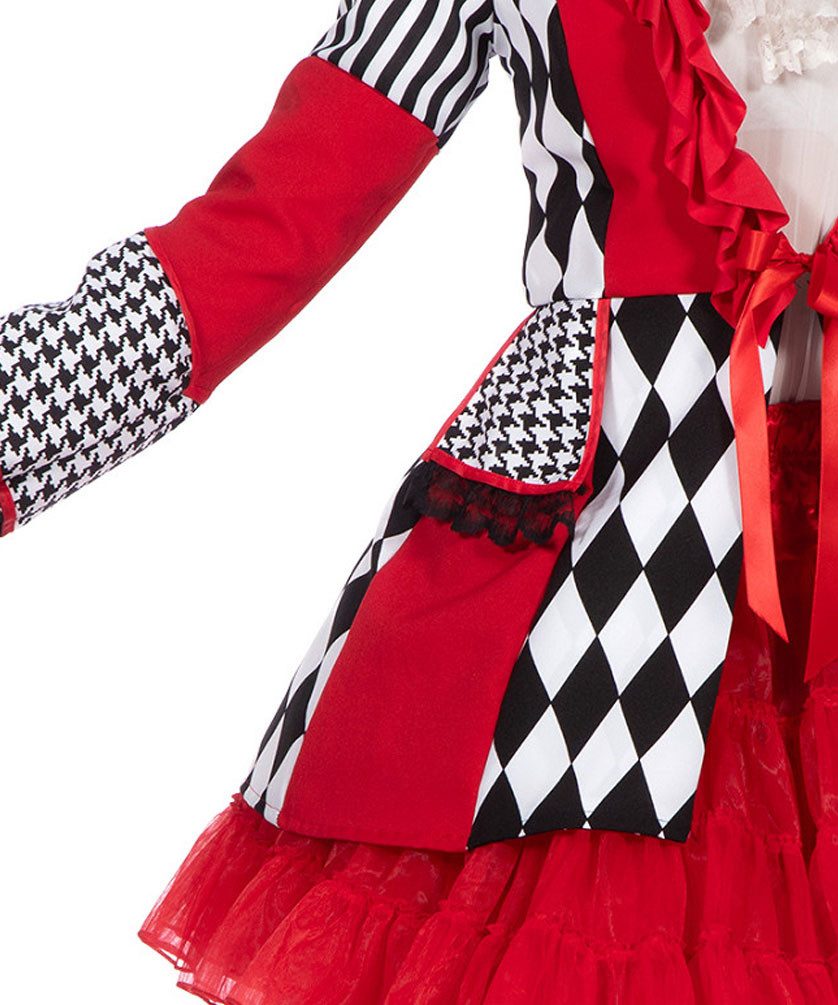 Karneval-Klamotten Kostüm Jacke Rot weiß schwarz kariert Damen große Größen, Plus Size Karneval Jacke Frack Damenkostüm Hochwertig Prunksitzung