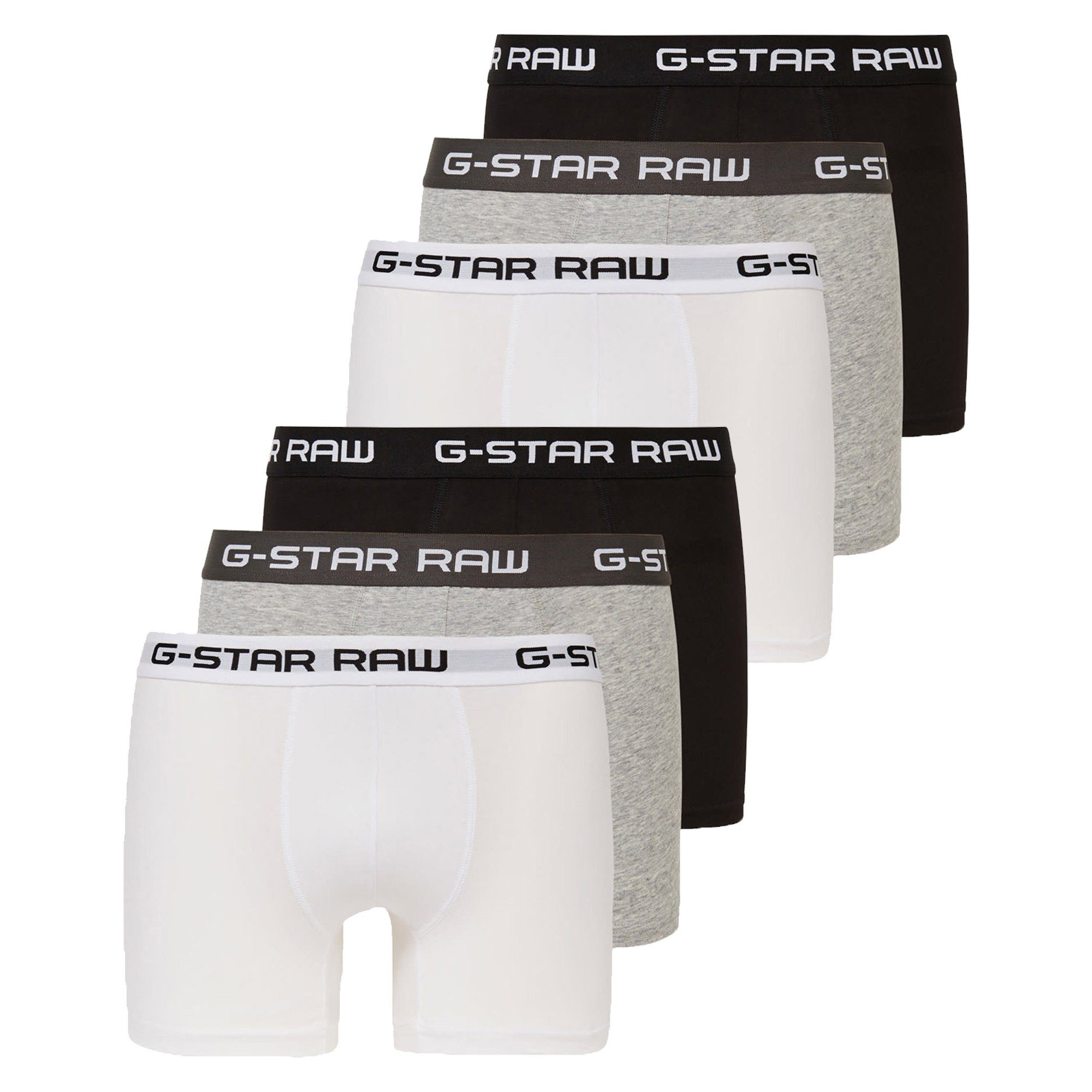 G-Star RAW Boxer Herren Shorts 6er Pack - Classic Trunk, Logobund Grau/Schwarz/Weiß