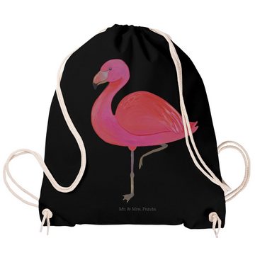 Mr. & Mrs. Panda Sporttasche Flamingo Classic - Schwarz - Geschenk, für mich, rosa, Sportbeutel Ki (1-tlg), Weiche Kordel